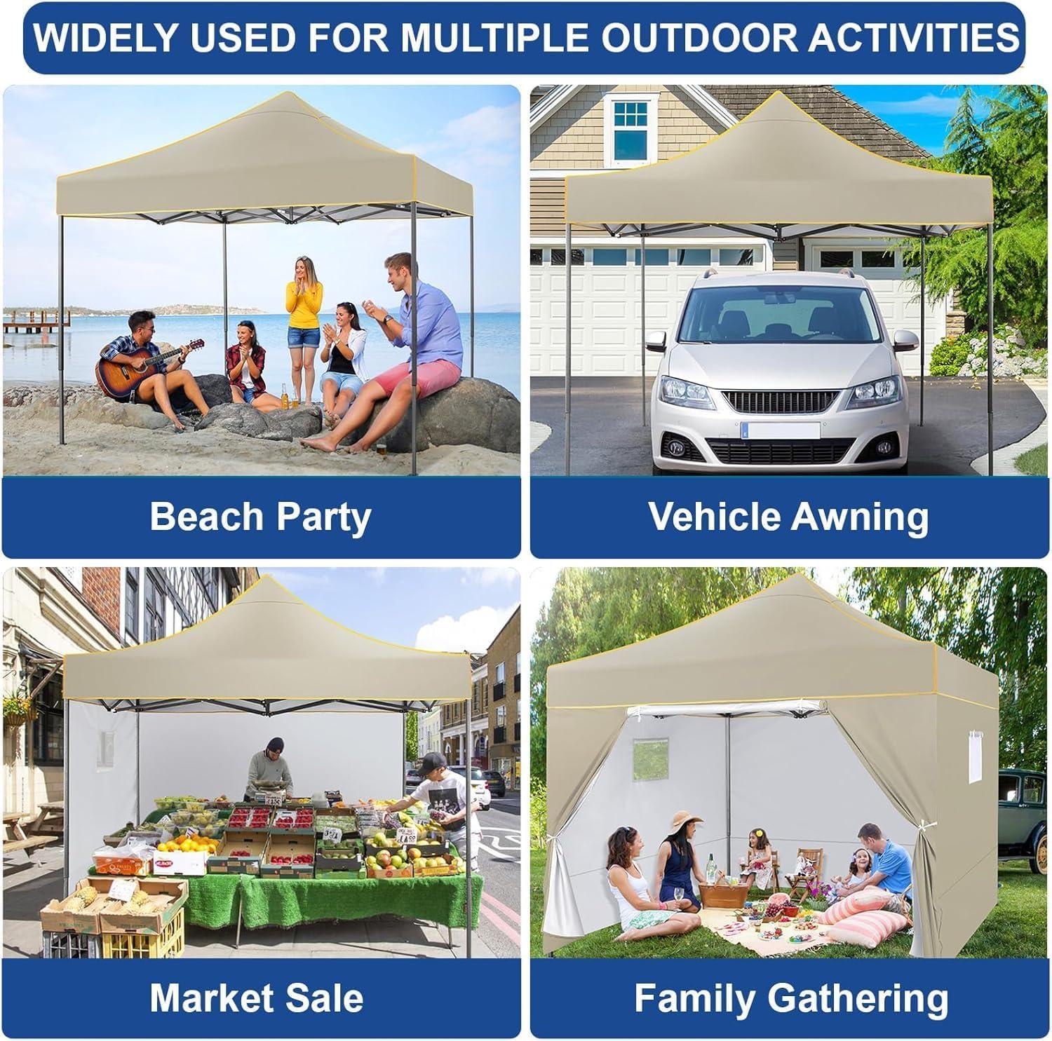 image:imageCOBIZI 10x20 Pop Up Canopy Heavy Duty with 6 Removable Sidewalls Commercial Heavy Duty Pop Up Tent for Parties All Weather Waterproof and UV 50 Wedding Tent with Roller BagFrame UpgradedKhaki