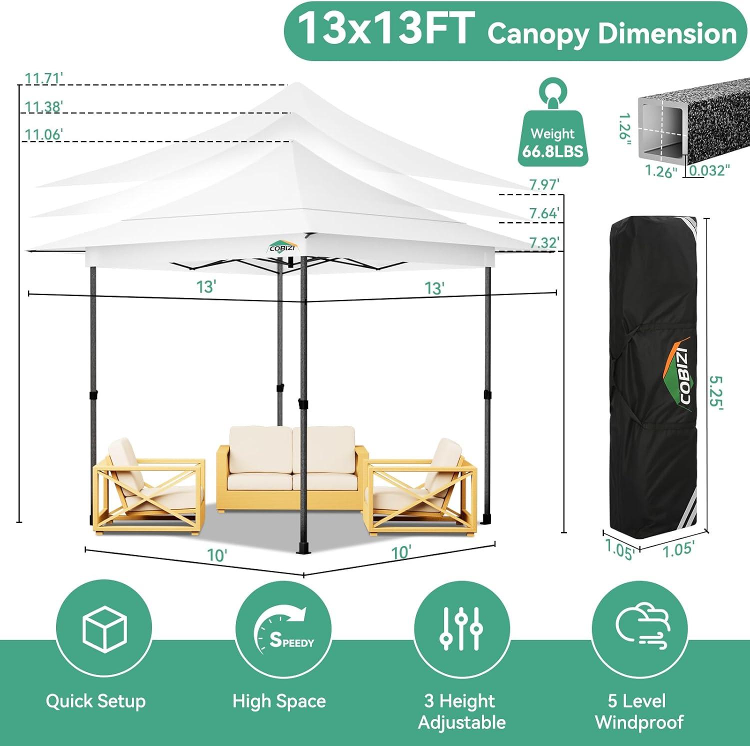 image:imageCOBIZI 10x20 Pop Up Canopy Heavy Duty with 6 Removable Sidewalls Commercial Heavy Duty Pop Up Tent for Parties All Weather Waterproof and UV 50 Wedding Tent with Roller BagFrame UpgradedWhite