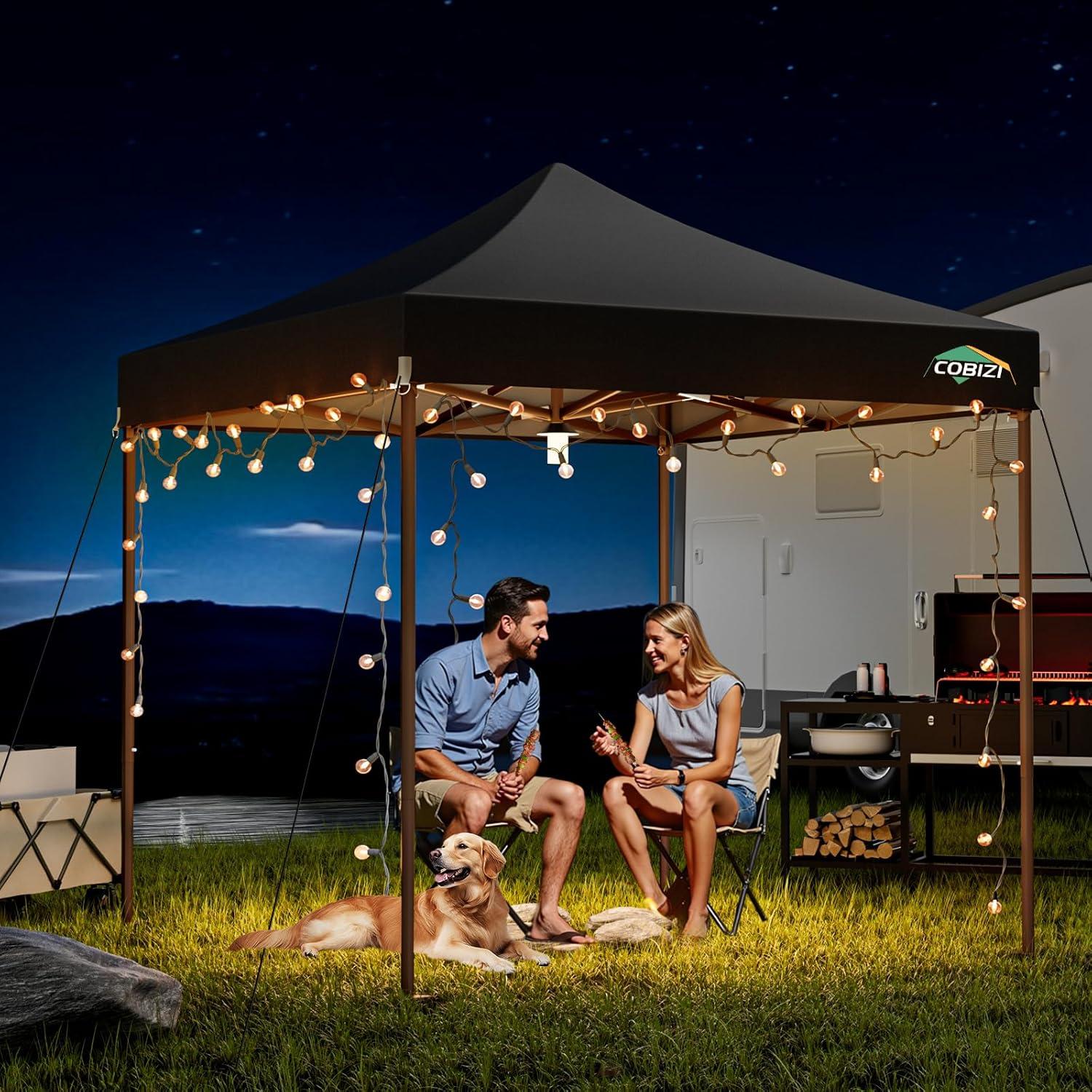 image:imageCOBIZI 10x20 Pop Up Canopy Heavy Duty with 6 Removable Sidewalls Commercial Heavy Duty Pop Up Tent for Parties All Weather Waterproof and UV 50 Wedding Tent with Roller BagFrame UpgradedNight Black