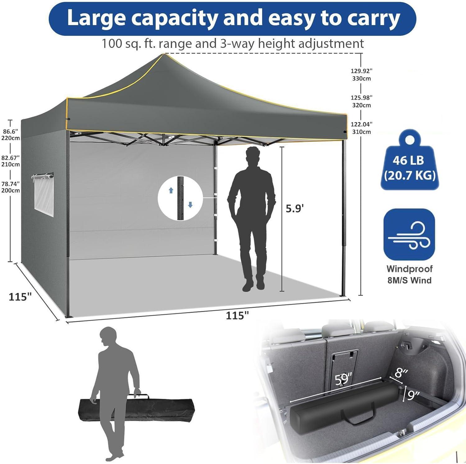 image:imageCOBIZI 10x20 Pop Up Canopy Heavy Duty with 6 Removable Sidewalls Commercial Heavy Duty Pop Up Tent for Parties All Weather Waterproof and UV 50 Wedding Tent with Roller BagFrame UpgradedGray