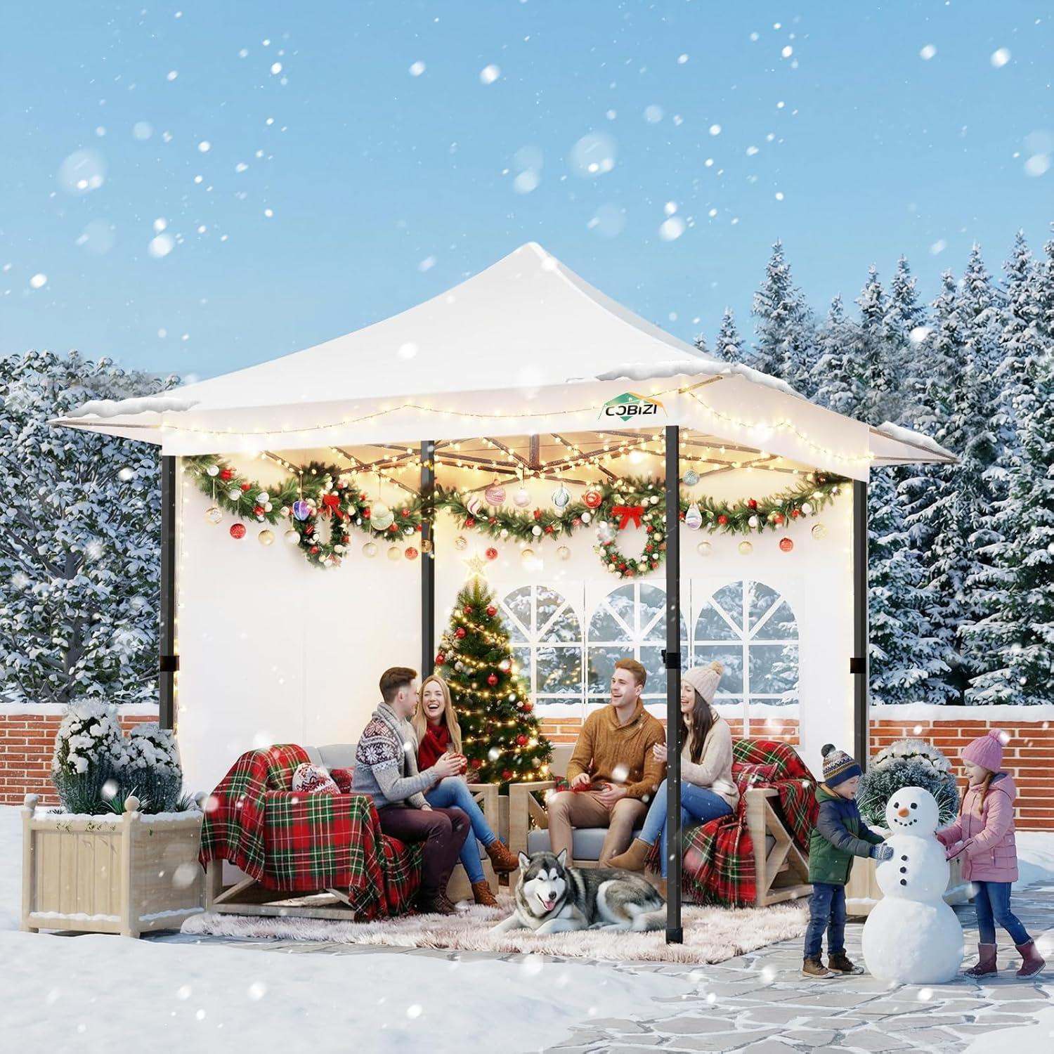image:imageCOBIZI 10x20 Pop Up Canopy Heavy Duty with 6 Removable Sidewalls Commercial Heavy Duty Pop Up Tent for Parties All Weather Waterproof and UV 50 Wedding Tent with Roller BagFrame UpgradedWhite