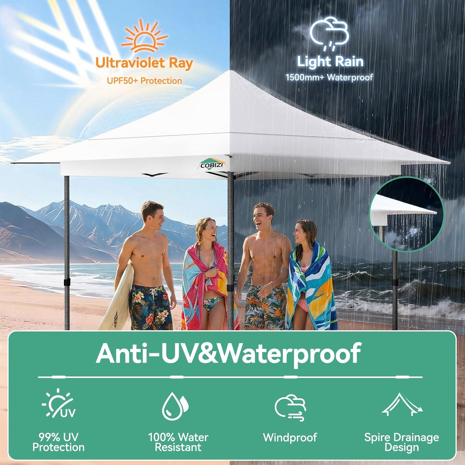 image:imageCOBIZI 10x20 Pop Up Canopy Heavy Duty with 6 Removable Sidewalls Commercial Heavy Duty Pop Up Tent for Parties All Weather Waterproof and UV 50 Wedding Tent with Roller BagFrame UpgradedWhite