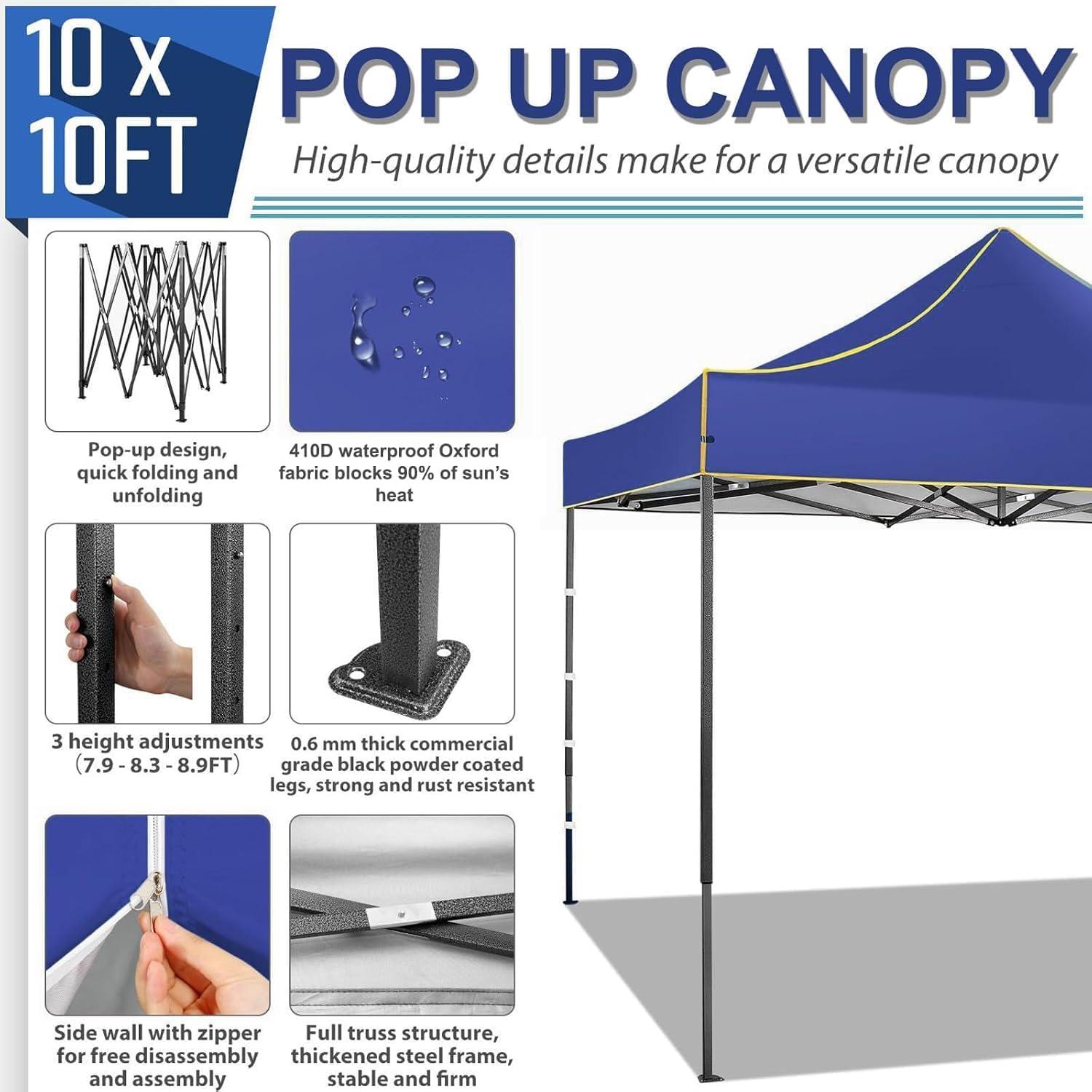 image:imageCOBIZI 10x20 Pop Up Canopy Heavy Duty with 6 Removable Sidewalls Commercial Heavy Duty Pop Up Tent for Parties All Weather Waterproof and UV 50 Wedding Tent with Roller BagFrame UpgradedDeep Blue