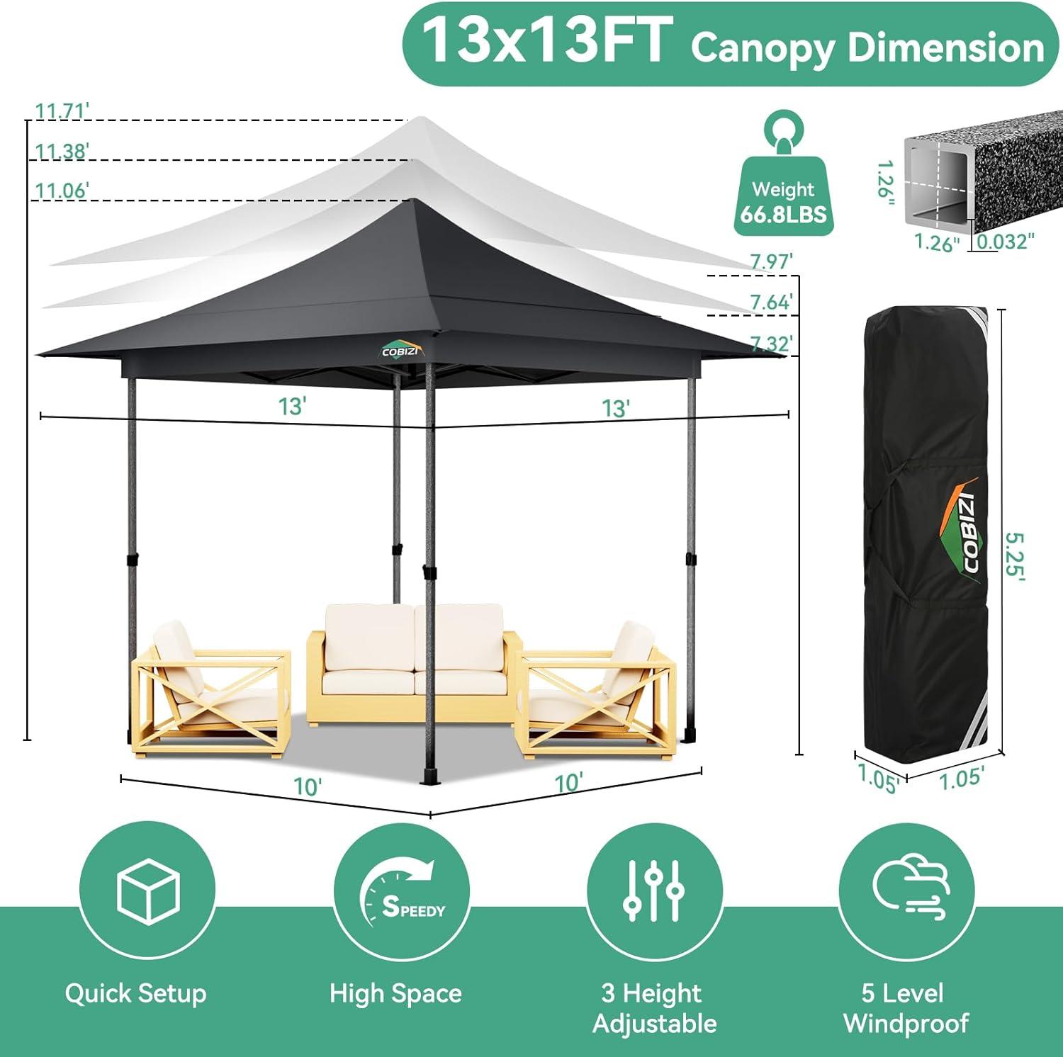 image:imageCOBIZI 10x20 Pop Up Canopy Heavy Duty with 6 Removable Sidewalls Commercial Heavy Duty Pop Up Tent for Parties All Weather Waterproof and UV 50 Wedding Tent with Roller BagFrame UpgradedGray