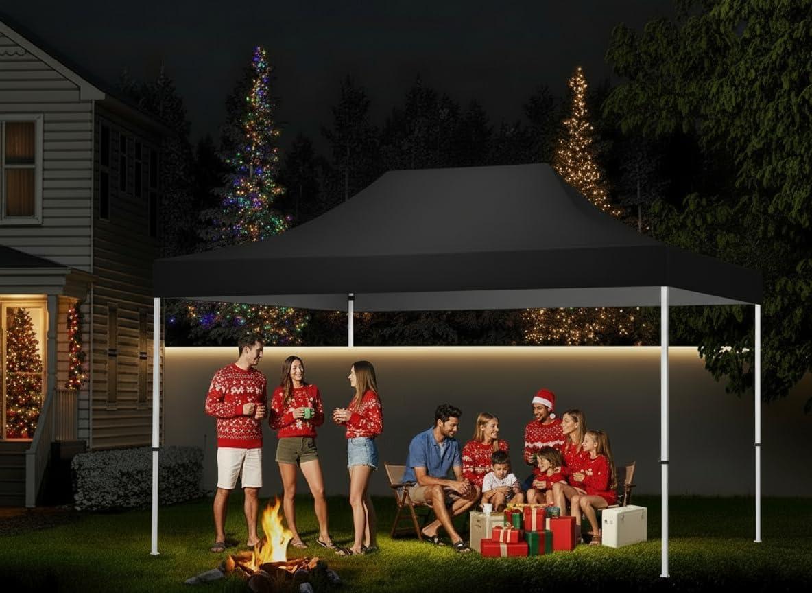 image:imageCOBIZI 10x20 Pop Up Canopy Tent Heavy Duty with 6 Removable Sidewalls Commercial Heavy Duty Pop Up Tent for Parties All Weather Waterproof and UV 50 Wedding Tent with Roller BagFrame UpgradeBlack