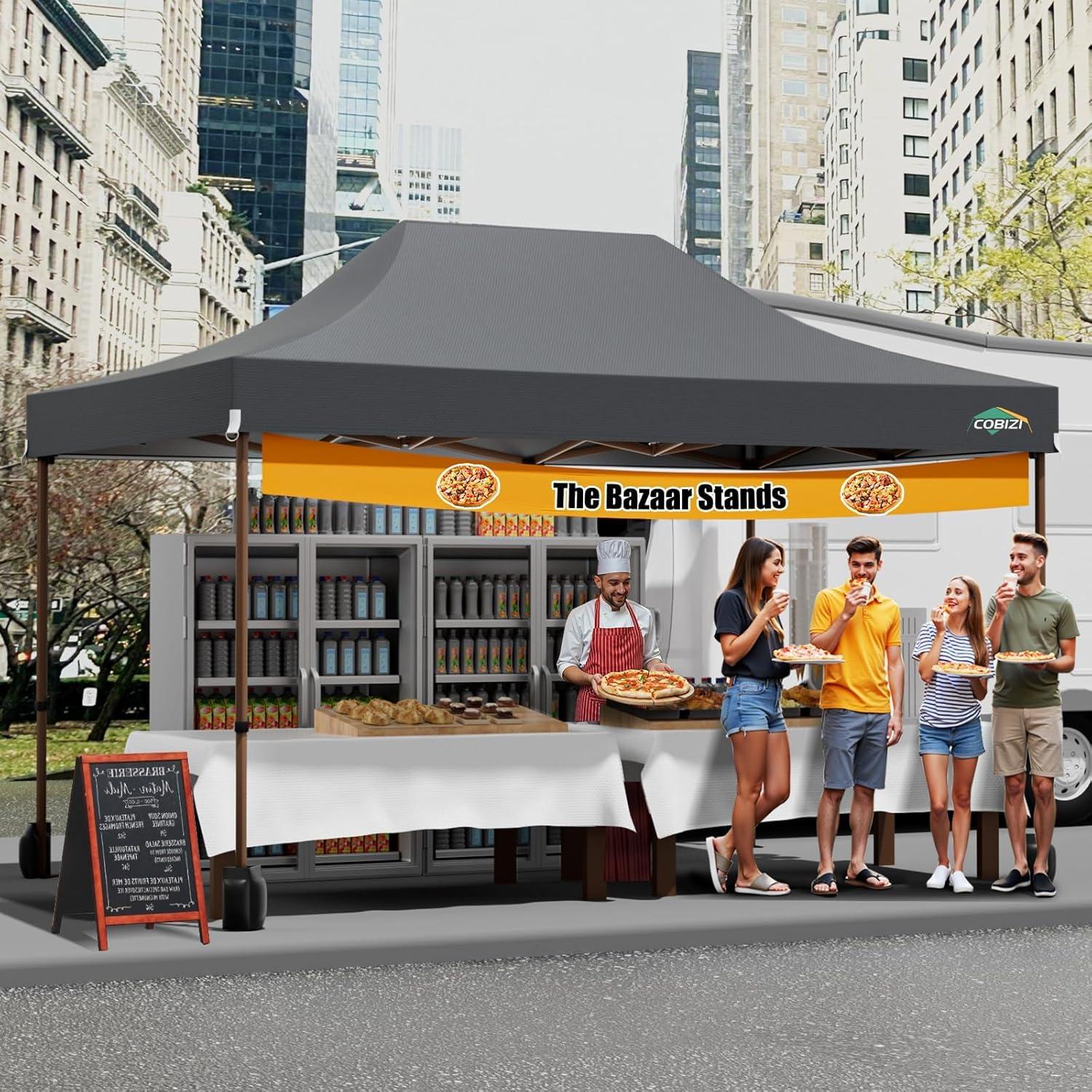 image:imageCOBIZI 10x20 Pop Up Canopy Tent Heavy Duty with 6 Removable Sidewalls Commercial Heavy Duty Pop Up Tent for Parties All Weather Waterproof and UV 50 Wedding Tent with Roller BagFrame UpgradeGray
