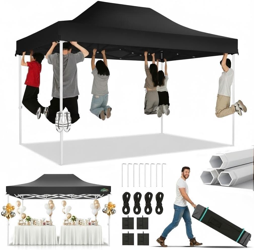 image:imageCOBIZI 10x20 Pop Up Canopy Tent Heavy Duty with 6 Removable Sidewalls Commercial Heavy Duty Pop Up Tent for Parties All Weather Waterproof and UV 50 Wedding Tent with Roller BagFrame UpgradeBlack