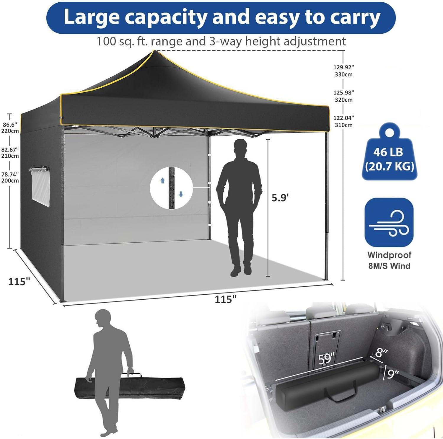 image:imageCOBIZI 10x20 Pop Up Canopy Tent Heavy Duty with 6 Removable Sidewalls Commercial Heavy Duty Pop Up Tent for Parties All Weather Waterproof and UV 50 Wedding Tent with Roller BagFrame UpgradeBlack