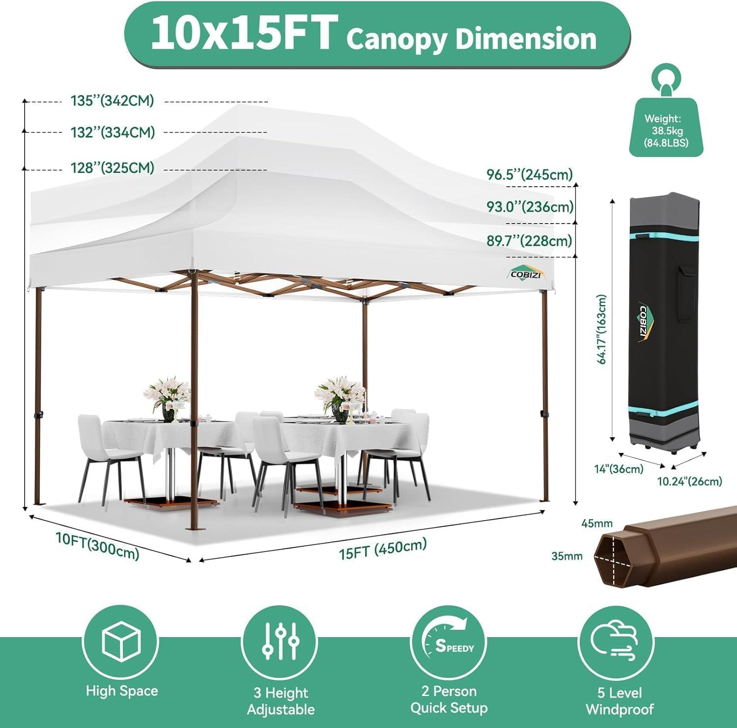 image:imageCOBIZI 10x20 Pop Up Canopy Tent Heavy Duty with 6 Removable Sidewalls Commercial Heavy Duty Pop Up Tent for Parties All Weather Waterproof and UV 50 Wedding Tent with Roller BagFrame UpgradeWhite