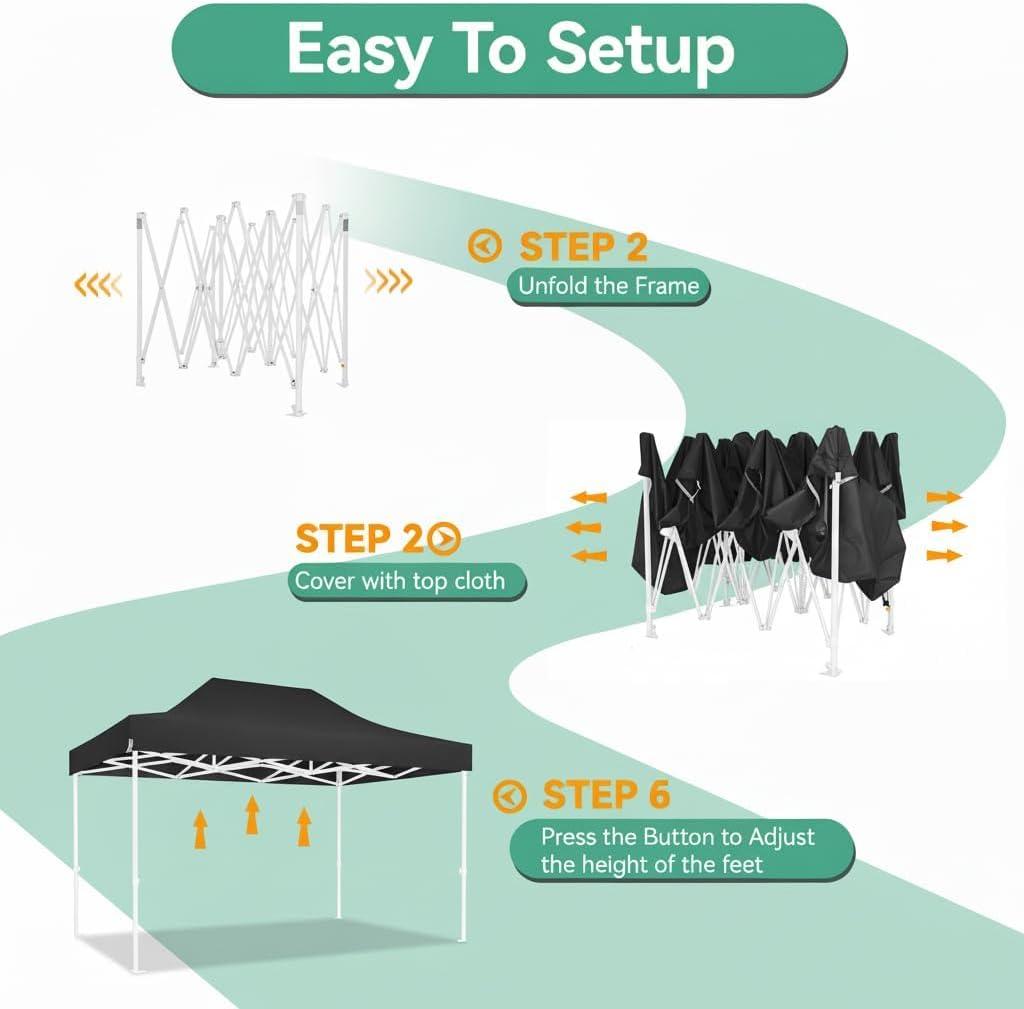 image:imageCOBIZI 10x20 Pop Up Canopy Tent Heavy Duty with 6 Removable Sidewalls Commercial Heavy Duty Pop Up Tent for Parties All Weather Waterproof and UV 50 Wedding Tent with Roller BagFrame UpgradeBlack