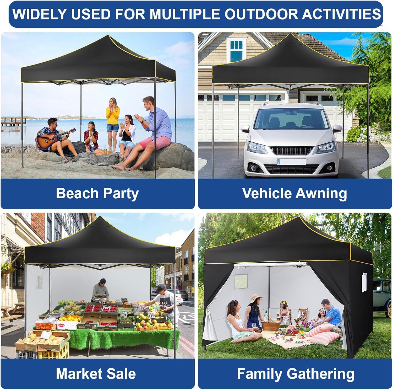 image:imageCOBIZI 10x20 Pop Up Canopy Tent Heavy Duty with 6 Removable Sidewalls Commercial Heavy Duty Pop Up Tent for Parties All Weather Waterproof and UV 50 Wedding Tent with Roller BagFrame UpgradeBlack