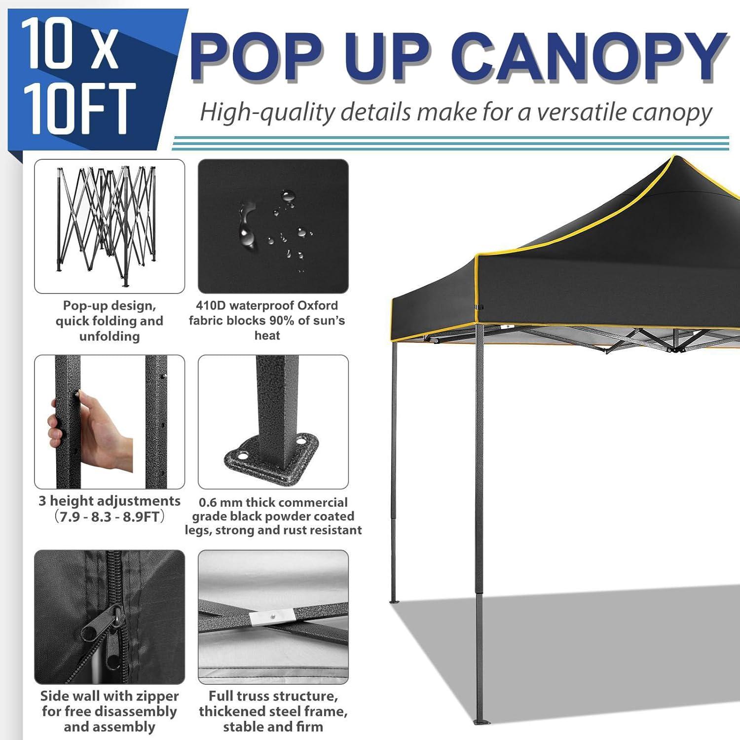 image:imageCOBIZI 10x20 Pop Up Canopy Tent Heavy Duty with 6 Removable Sidewalls Commercial Heavy Duty Pop Up Tent for Parties All Weather Waterproof and UV 50 Wedding Tent with Roller BagFrame UpgradeBlack