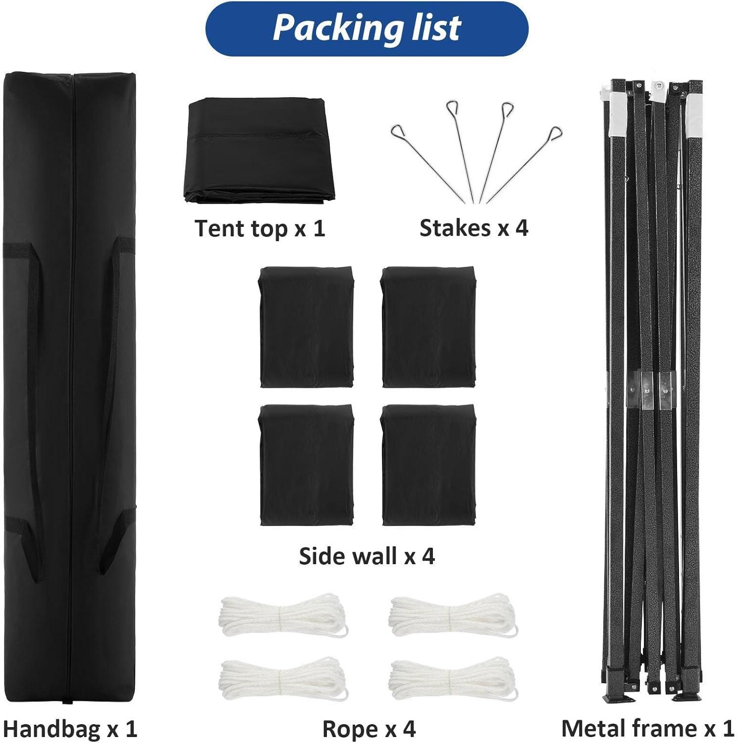 image:imageCOBIZI 10x20 Pop Up Canopy Tent Heavy Duty with 6 Removable Sidewalls Commercial Heavy Duty Pop Up Tent for Parties All Weather Waterproof and UV 50 Wedding Tent with Roller BagFrame UpgradeBlack