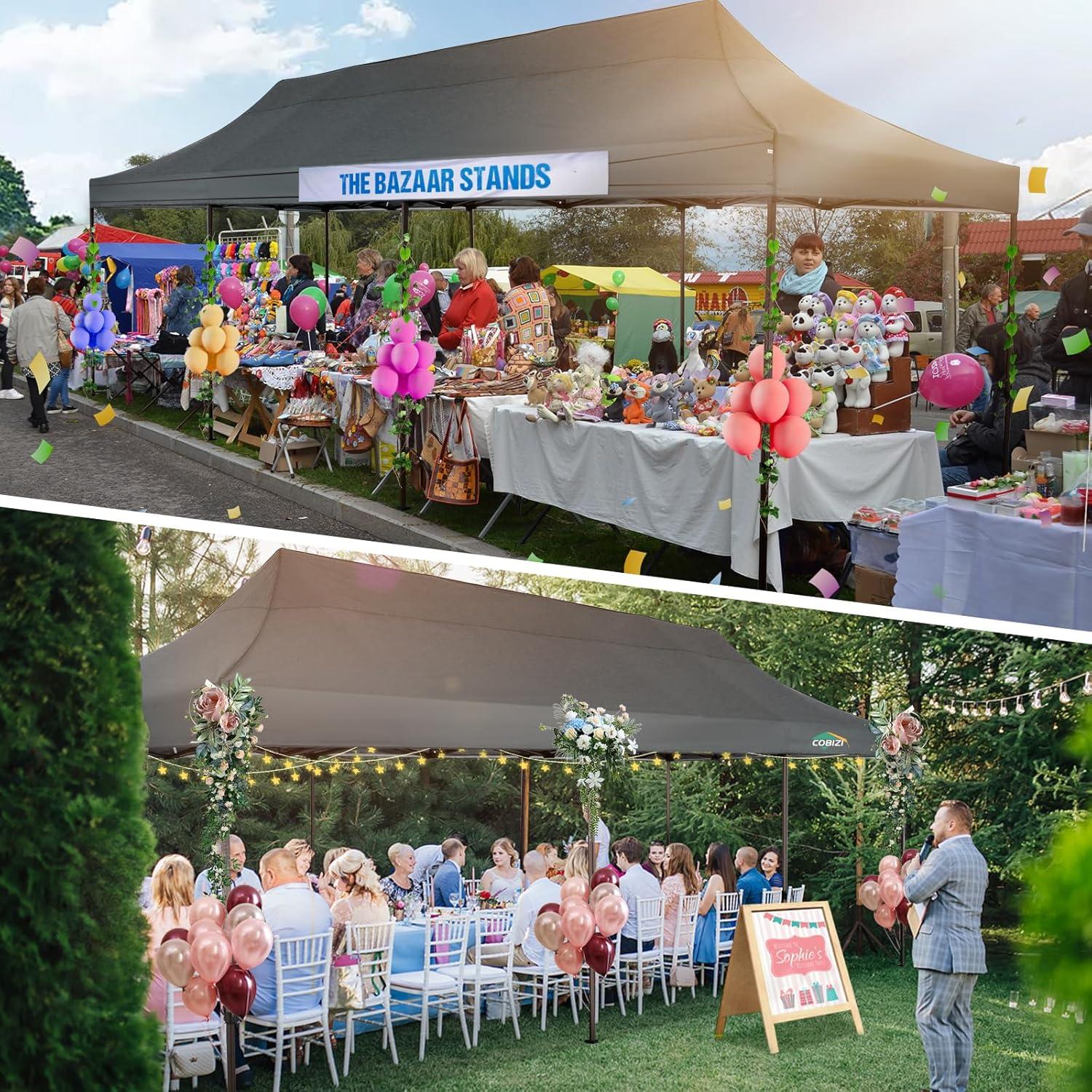 image:imageCOBIZI 10x30 Pop Up Canopy Tent Heavy Duty with 8 Removable Sidewalls Commercial Portable Tents for Parties Ez Up Canopy AllWeather Windproof amp Waterproof and UPF 80 Wedding Tent Sun Shelter