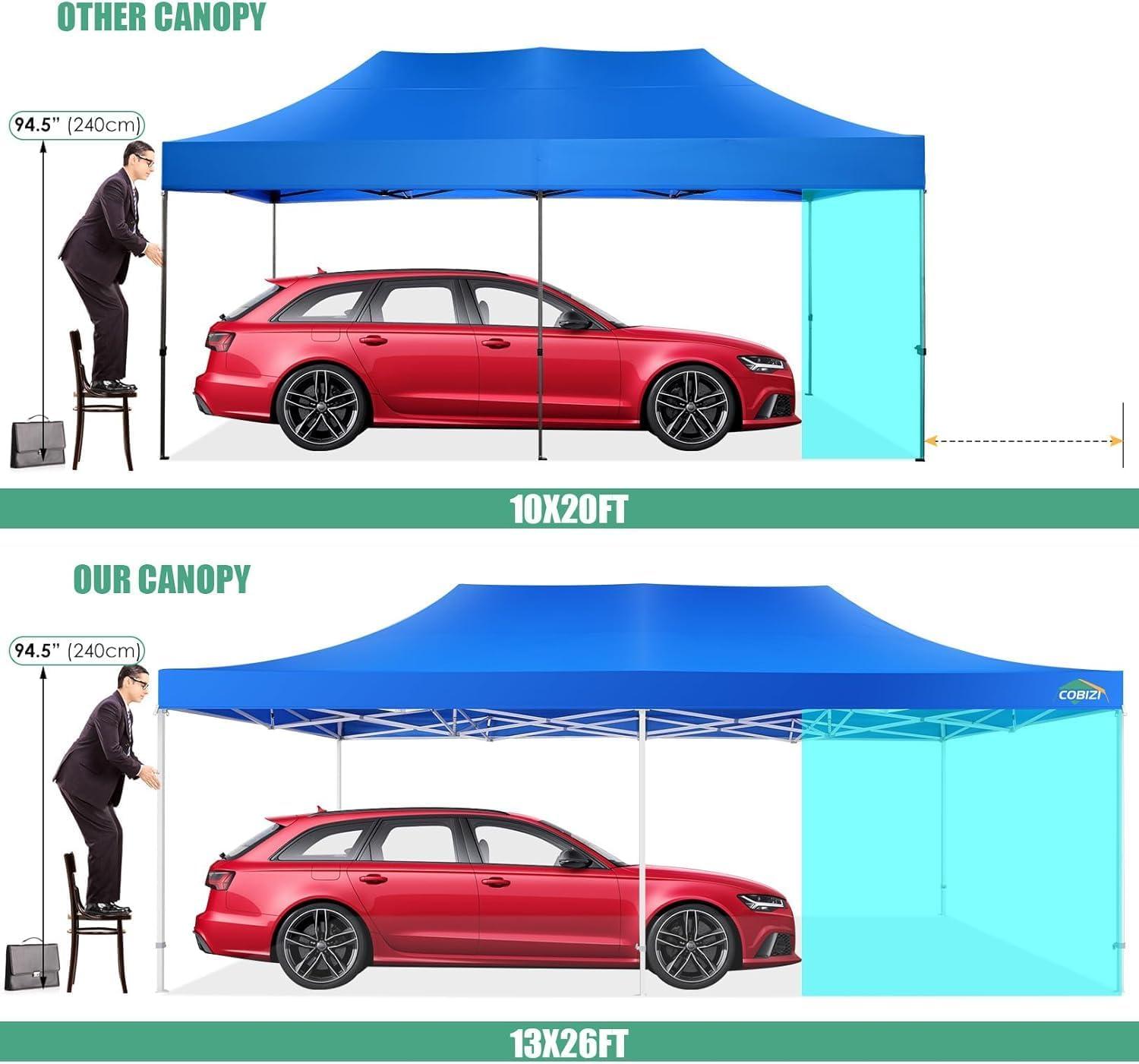 image:imageCOBIZI 10x30 Pop up Canopy Tent 10x30 Canopy with Sidewalls Heavy Duty Party Tent Tents for Parties Foldable UPF 50 Waterproof Commercial Easy up Canopy with Roller Bag BlackWindproof UpgradedBlue