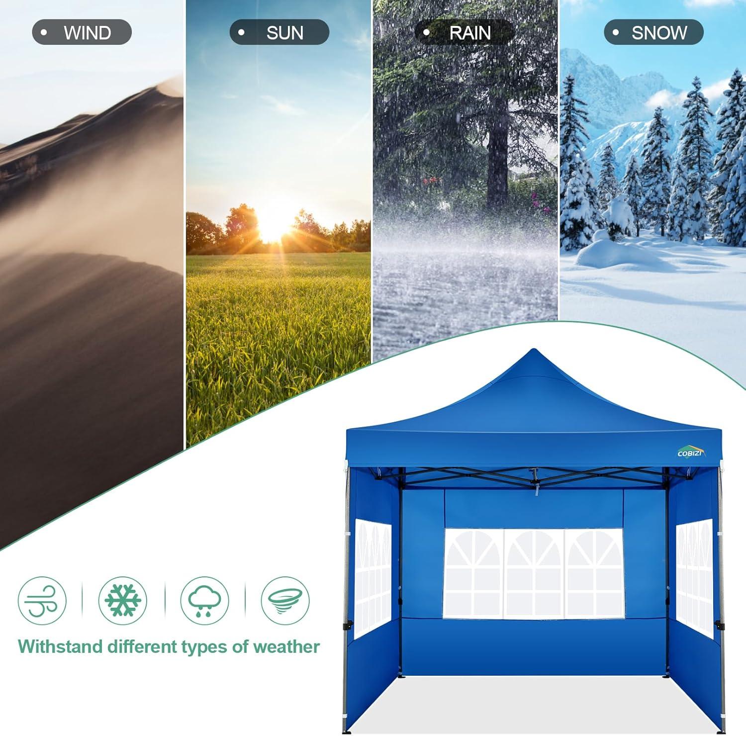 image:imageCOBIZI 10x30 Pop up Canopy Tent 10x30 Canopy with Sidewalls Heavy Duty Party Tent Tents for Parties Foldable UPF 50 Waterproof Commercial Easy up Canopy with Roller Bag BlackWindproof UpgradedBlue