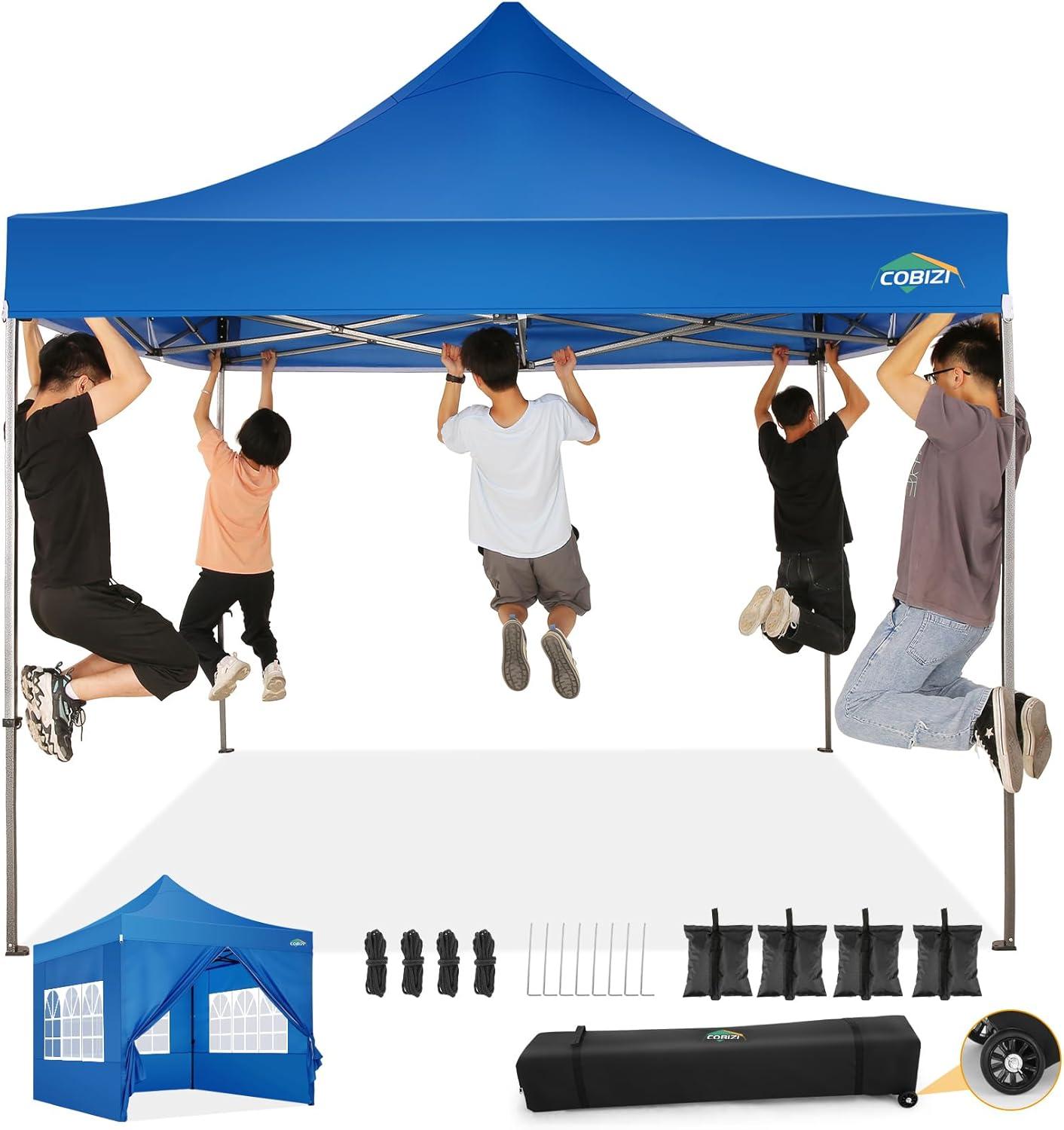 image:imageCOBIZI 10x30 Pop up Canopy Tent 10x30 Canopy with Sidewalls Heavy Duty Party Tent Tents for Parties Foldable UPF 50 Waterproof Commercial Easy up Canopy with Roller Bag BlackWindproof UpgradedBlue
