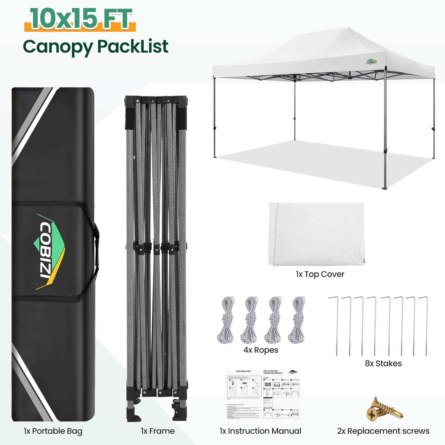 image:imageCOBIZI 10x30 Pop up Canopy Tent 10x30 Canopy with Sidewalls Heavy Duty Party Tent Tents for Parties Foldable UPF 50 Waterproof Commercial Easy up Canopy with Roller Bag BlackWindproof UpgradedWhite