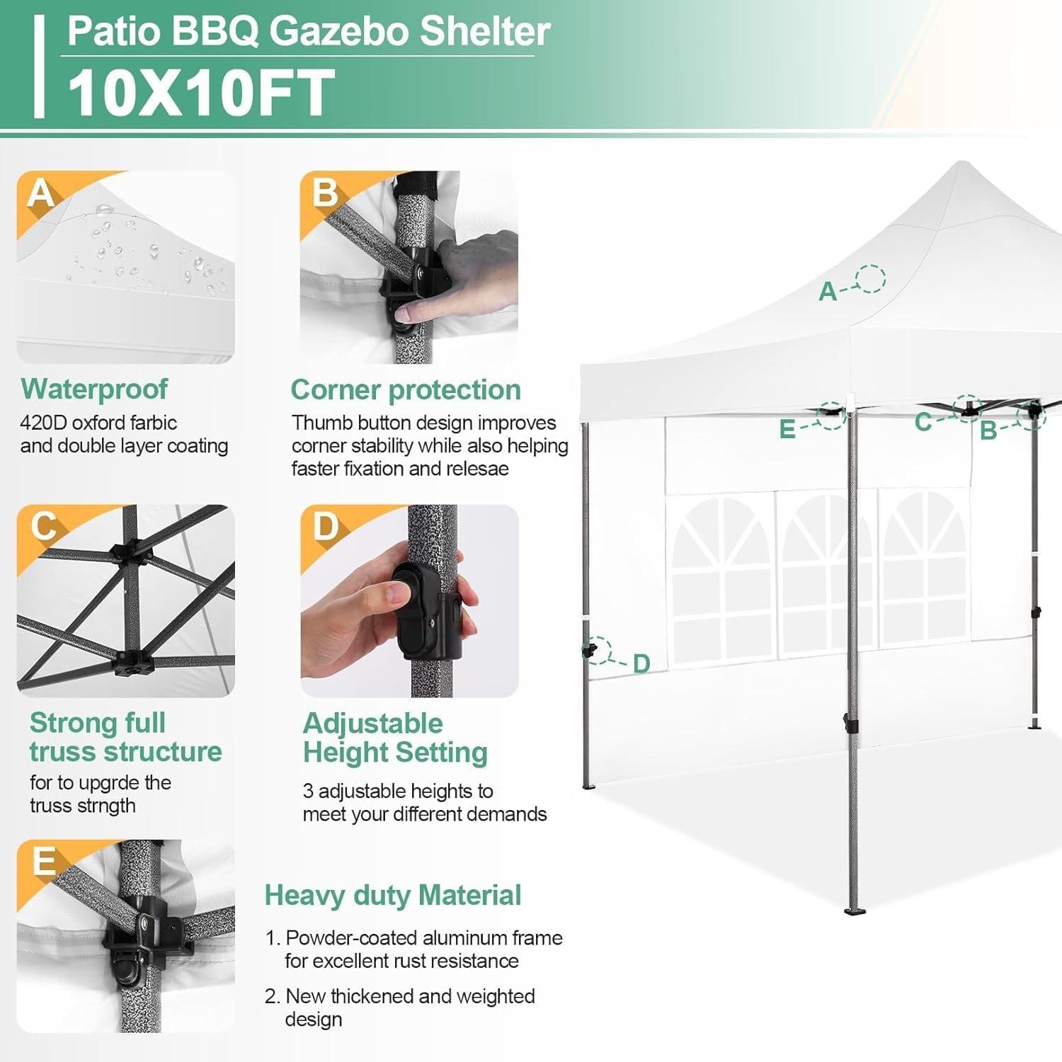 image:imageCOBIZI 10x30 Pop up Canopy Tent 10x30 Canopy with Sidewalls Heavy Duty Party Tent Tents for Parties Foldable UPF 50 Waterproof Commercial Easy up Canopy with Roller Bag BlackWindproof UpgradedWhite