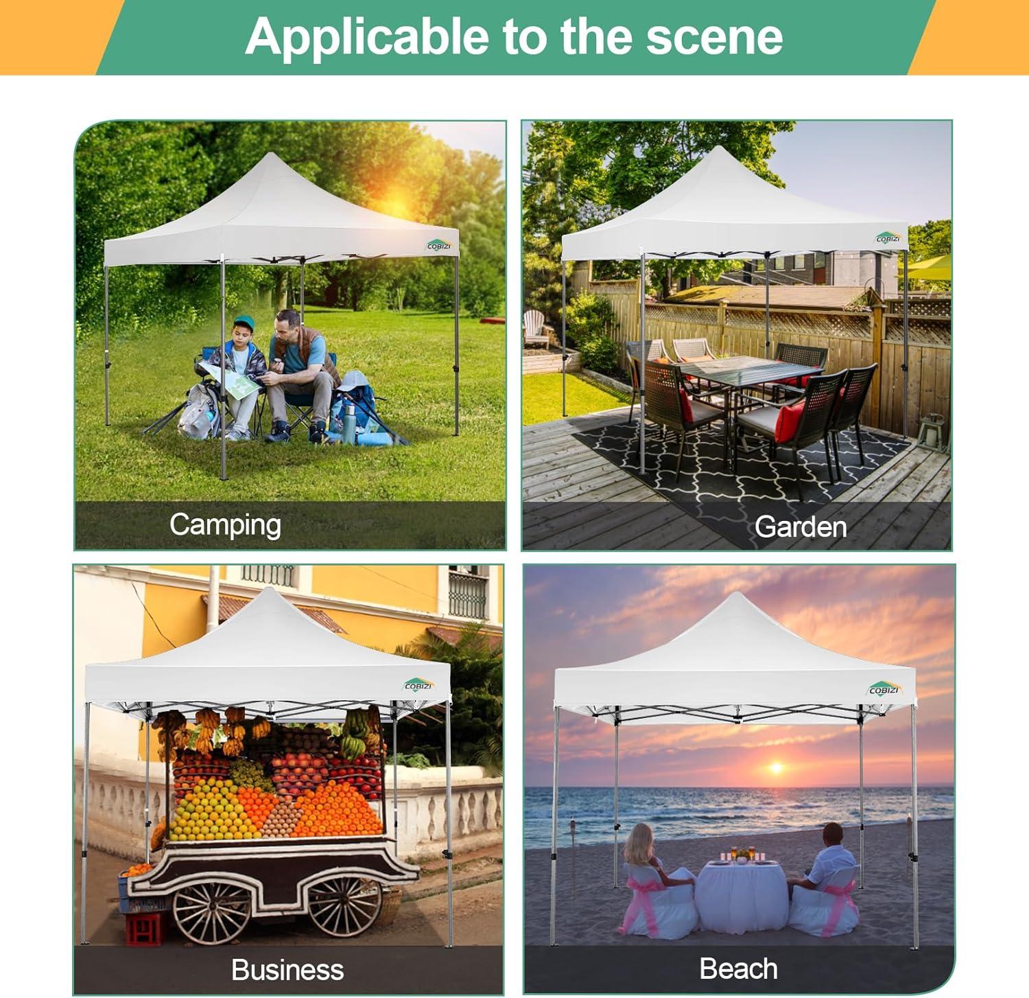 image:imageCOBIZI 10x30 Pop up Canopy Tent 10x30 Canopy with Sidewalls Heavy Duty Party Tent Tents for Parties Foldable UPF 50 Waterproof Commercial Easy up Canopy with Roller Bag BlackWindproof UpgradedWhite