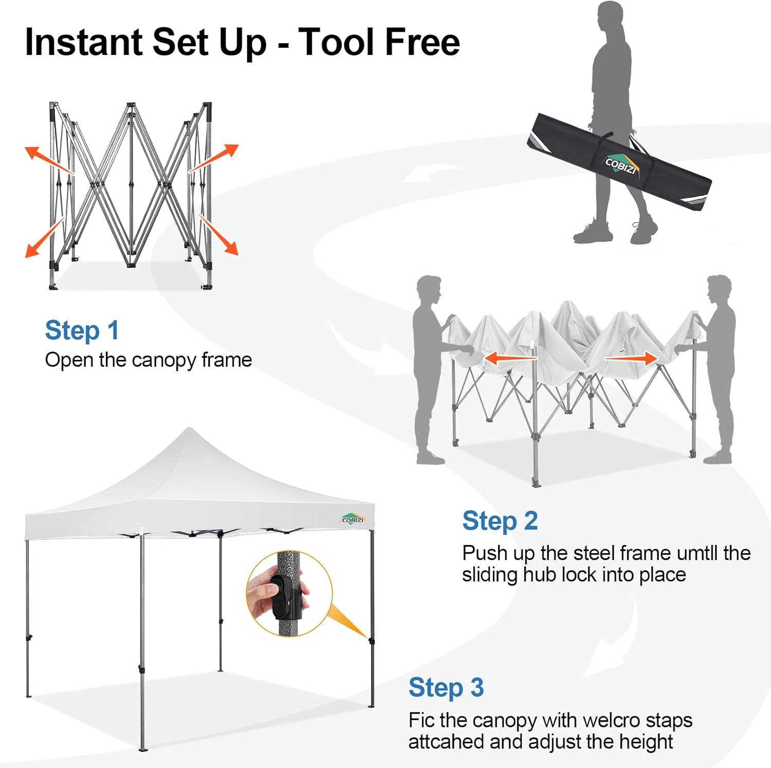 image:imageCOBIZI 10x30 Pop up Canopy Tent 10x30 Canopy with Sidewalls Heavy Duty Party Tent Tents for Parties Foldable UPF 50 Waterproof Commercial Easy up Canopy with Roller Bag BlackWindproof UpgradedWhite