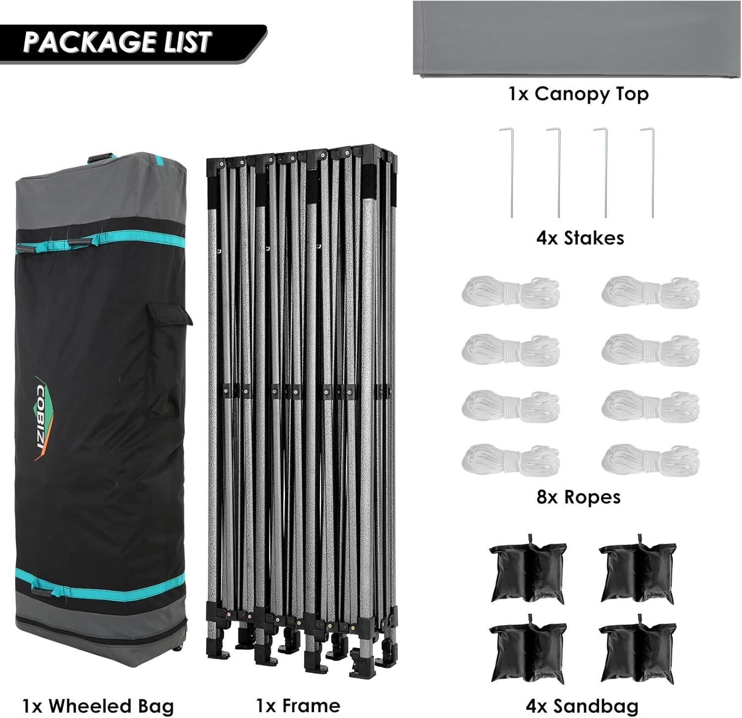 image:imageCOBIZI 10x30 Pop up Canopy Tent 10x30 Canopy with Sidewalls Heavy Duty Party Tent Tents for Parties Foldable UPF 50 Waterproof Commercial Easy up Canopy with Roller Bag BlackWindproof UpgradedLight Gray
