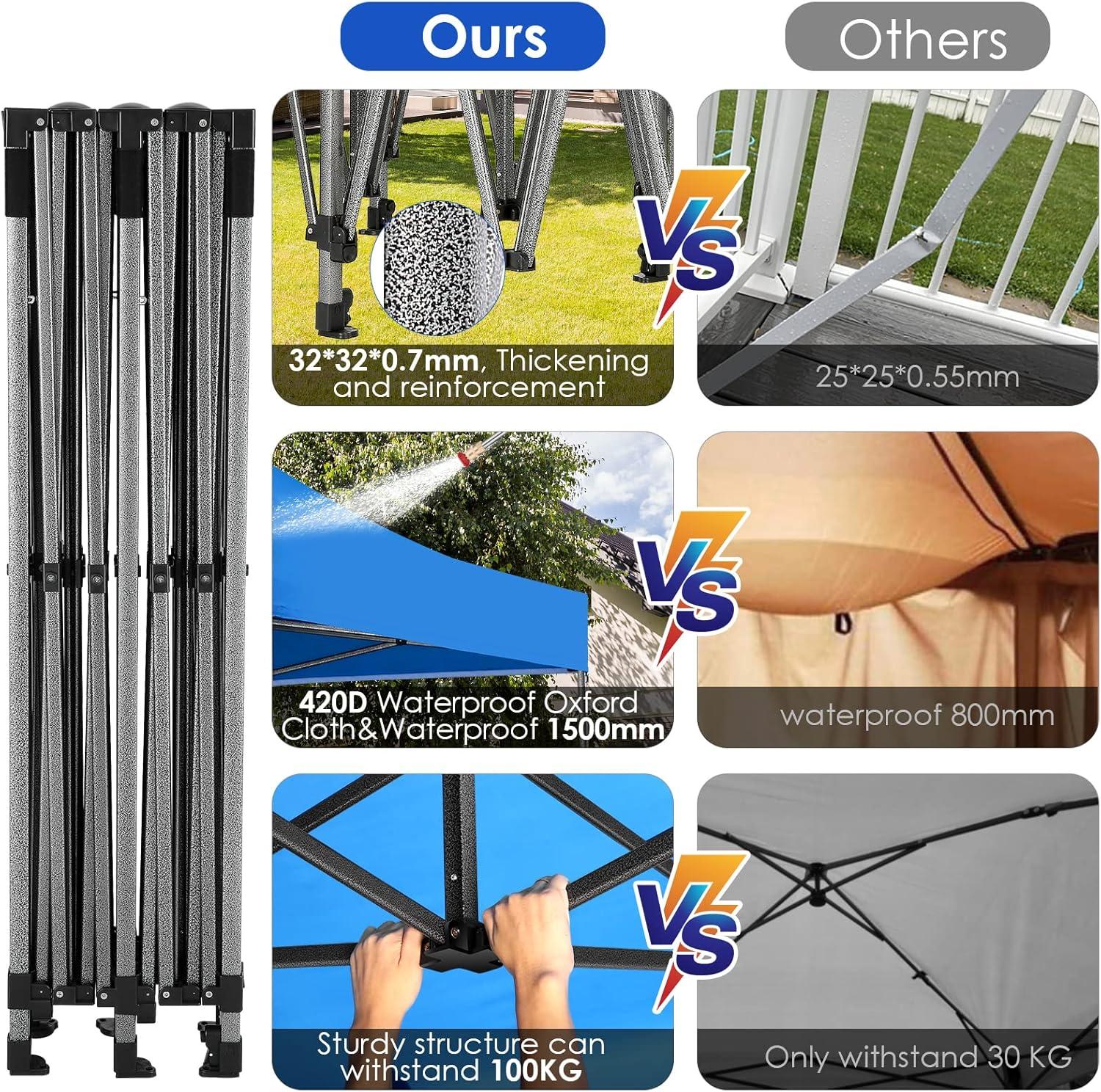 image:imageCOBIZI 10x30 Pop up Canopy Tent 10x30 Canopy with Sidewalls Heavy Duty Party Tent Tents for Parties Foldable UPF 50 Waterproof Commercial Easy up Canopy with Roller Bag BlackWindproof UpgradedBlue