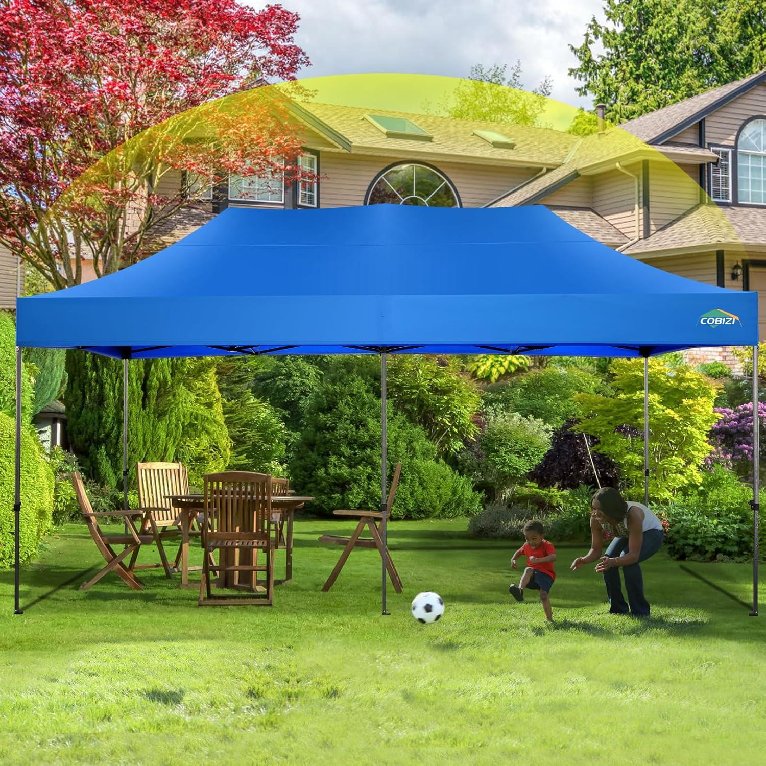 image:imageCOBIZI 10x30 Pop up Canopy Tent 10x30 Canopy with Sidewalls Heavy Duty Party Tent Tents for Parties Foldable UPF 50 Waterproof Commercial Easy up Canopy with Roller Bag BlackWindproof UpgradedBlue