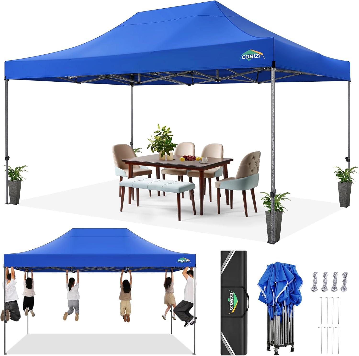image:imageCOBIZI 10x30 Pop up Canopy Tent 10x30 Canopy with Sidewalls Heavy Duty Party Tent Tents for Parties Foldable UPF 50 Waterproof Commercial Easy up Canopy with Roller Bag BlackWindproof UpgradedBlue
