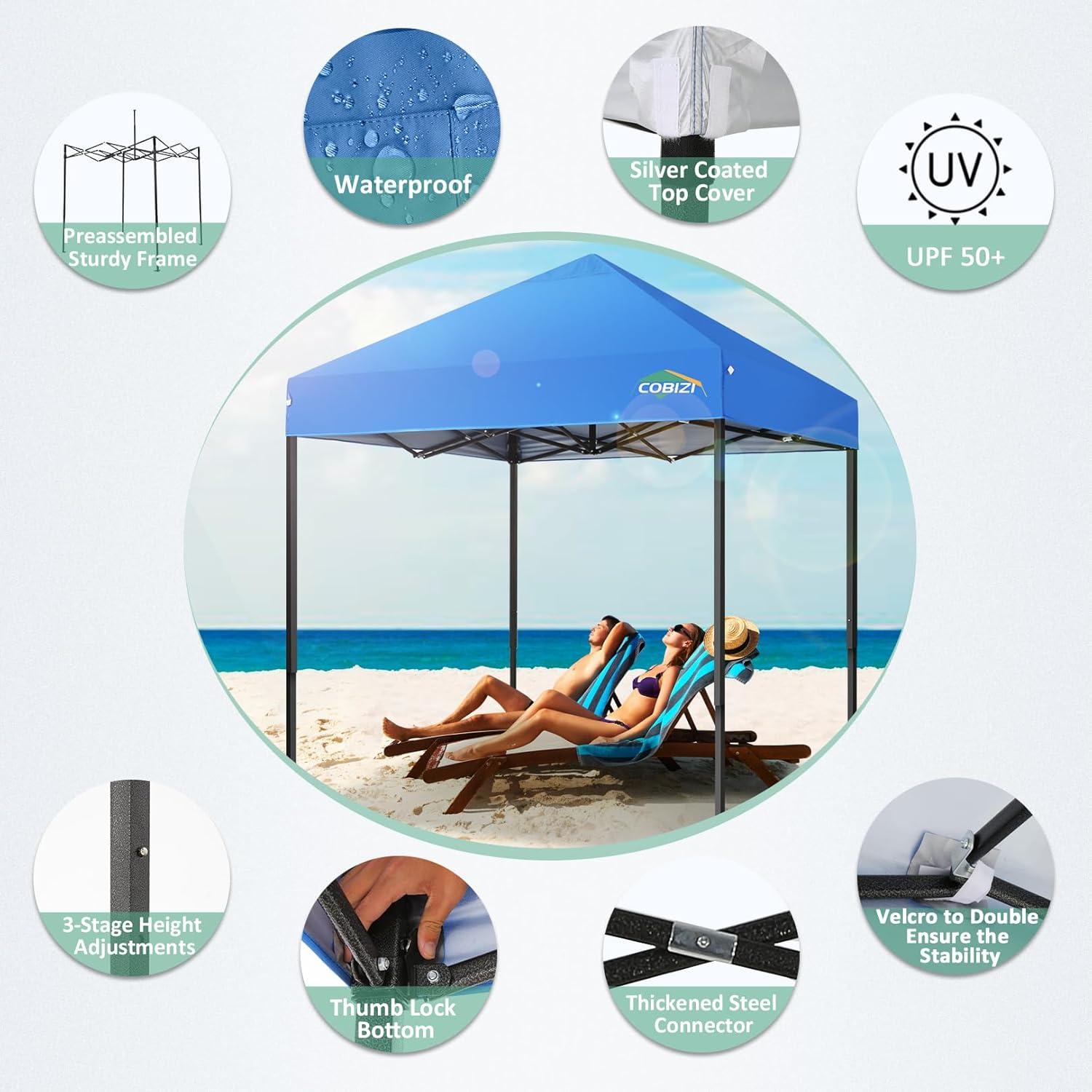 image:imageCOBIZI 10x30 Pop up Canopy Tent 10x30 Canopy with Sidewalls Heavy Duty Party Tent Tents for Parties Foldable UPF 50 Waterproof Commercial Easy up Canopy with Roller Bag BlackWindproof UpgradedBlue
