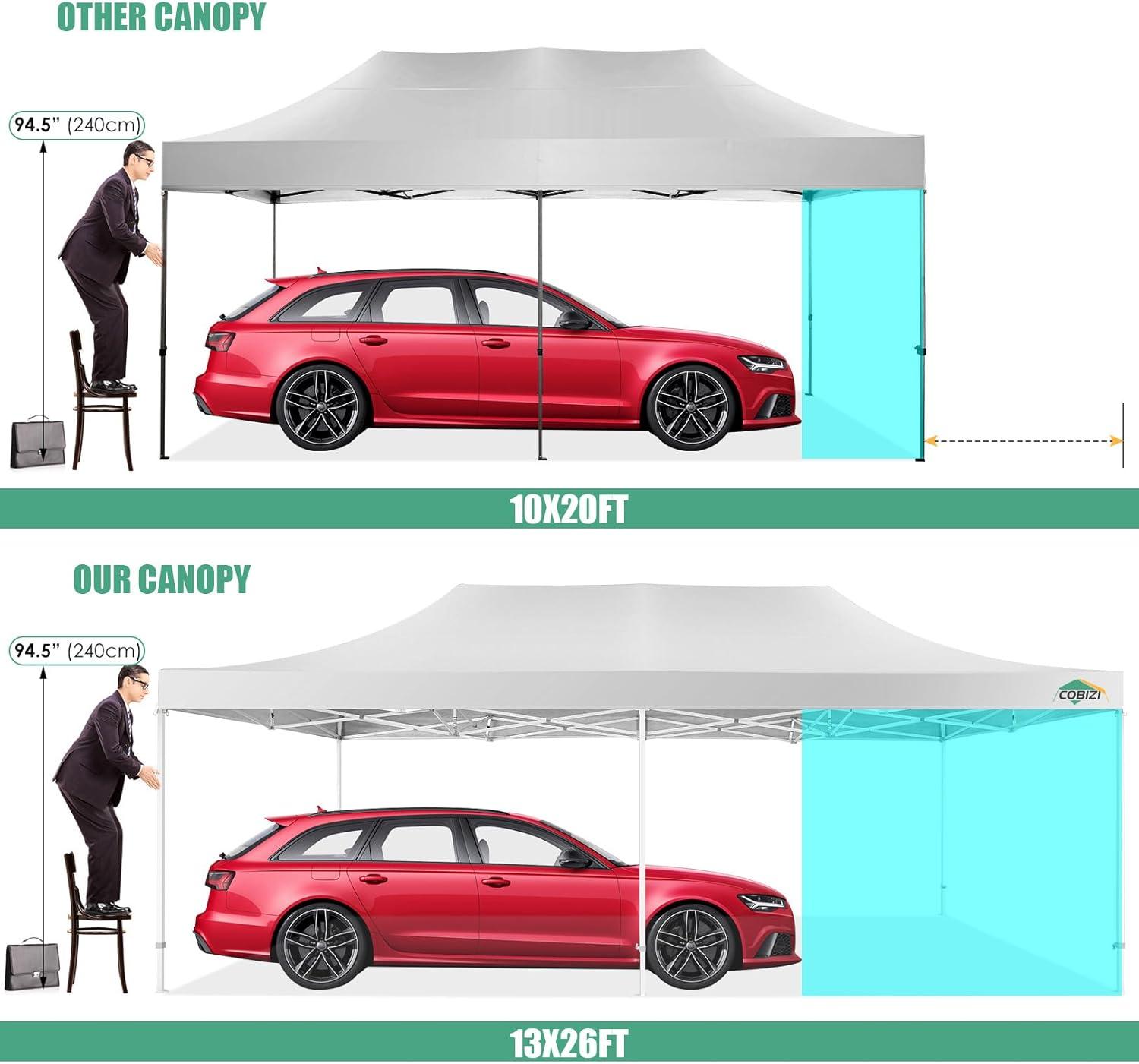 image:imageCOBIZI 10x30 Pop up Canopy Tent 10x30 Canopy with Sidewalls Heavy Duty Party Tent Tents for Parties Foldable UPF 50 Waterproof Commercial Easy up Canopy with Roller Bag BlackWindproof UpgradedWhite
