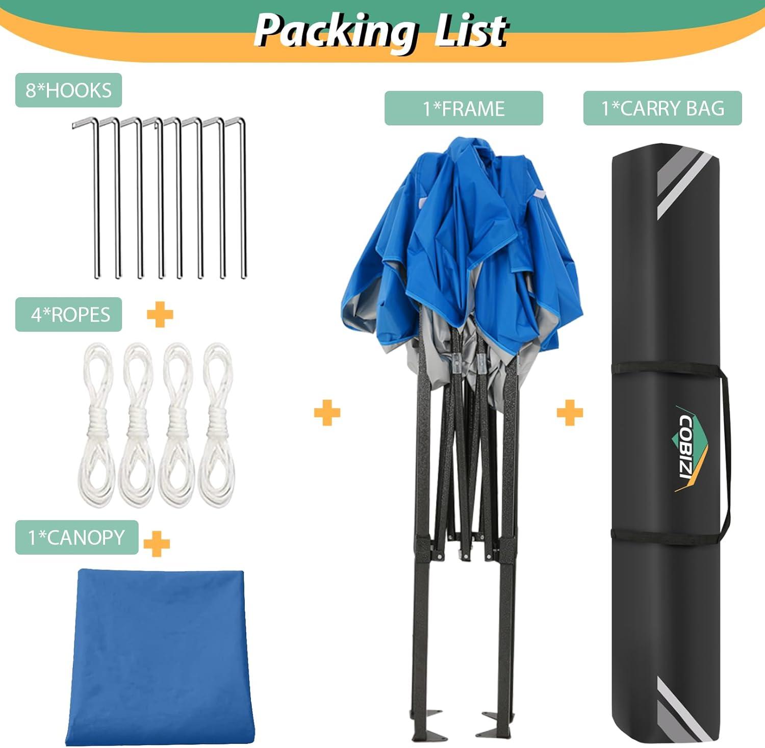 image:imageCOBIZI 10x30 Pop up Canopy Tent 10x30 Canopy with Sidewalls Heavy Duty Party Tent Tents for Parties Foldable UPF 50 Waterproof Commercial Easy up Canopy with Roller Bag BlackWindproof UpgradedBlue