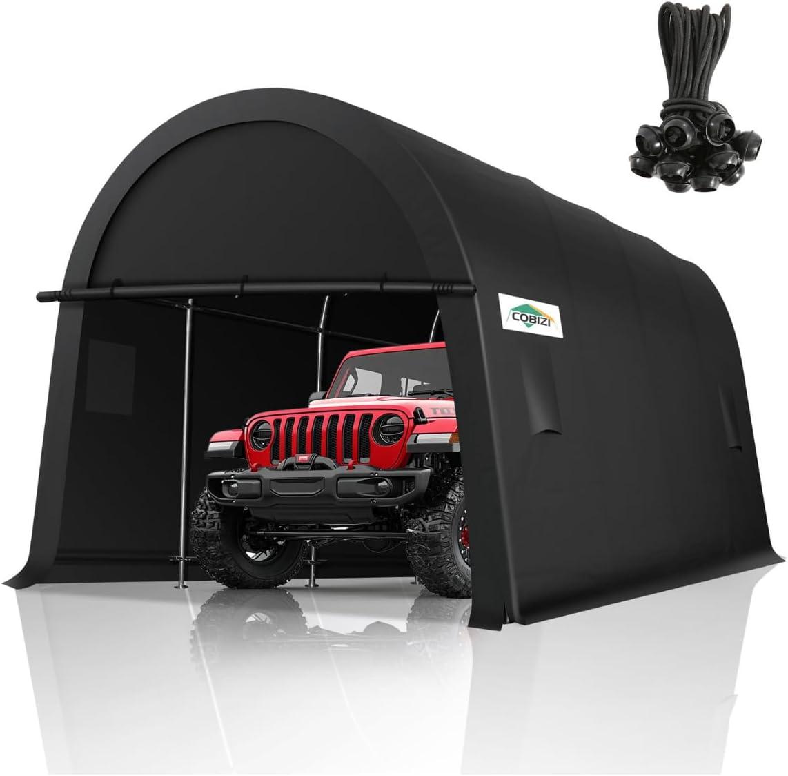image:imageCOBIZI Carport Canopy 12x20 Heavy Duty Portable Garage AllSeason Portable Car Ports amp Outdoor Storage Shed Galvanized Frame Vehicle Shelter with Removable Doors and VentsKhaki