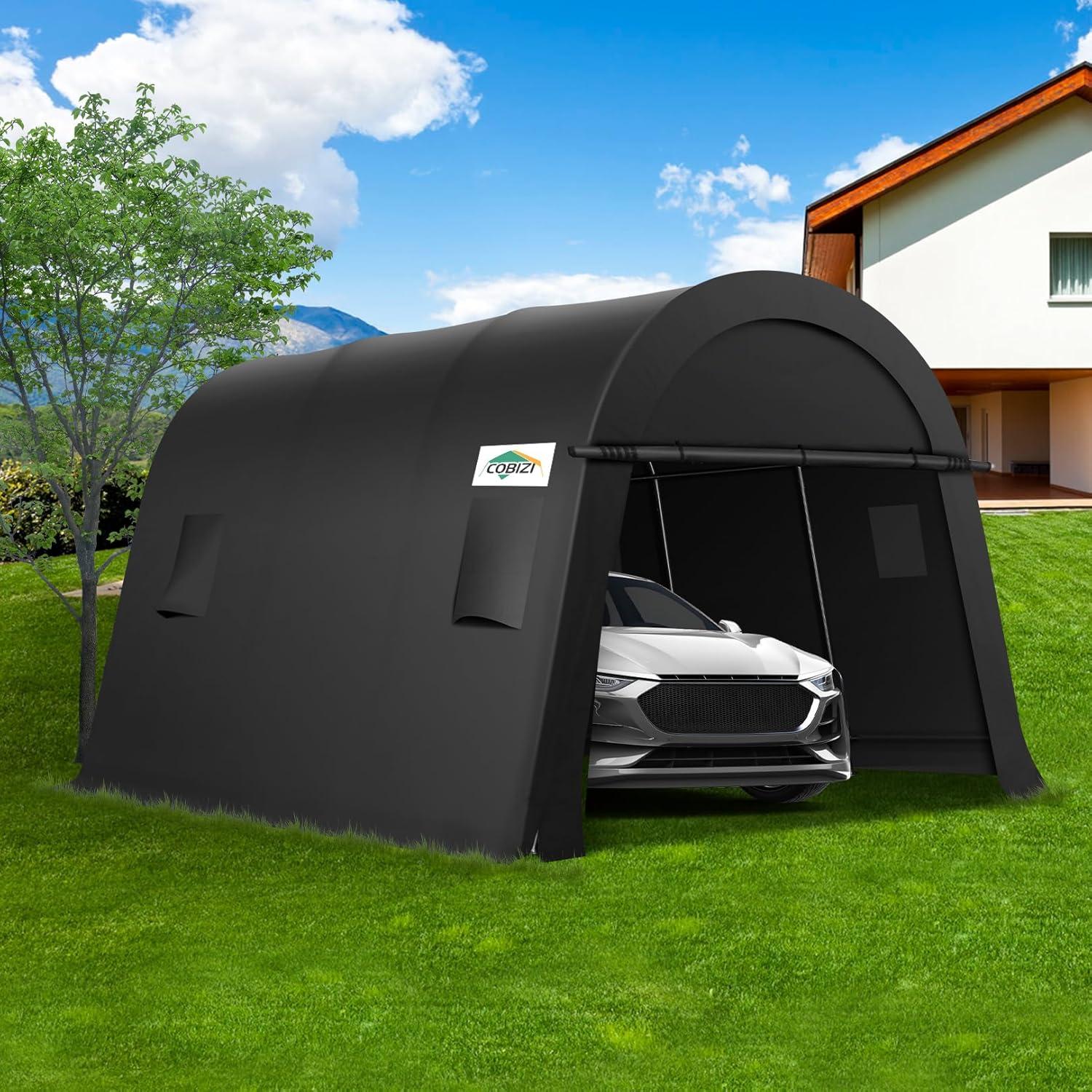 image:imageCOBIZI Carport Canopy 12x20 Heavy Duty Portable Garage AllSeason Portable Car Ports amp Outdoor Storage Shed Galvanized Frame Vehicle Shelter with Removable Doors and VentsDark Gray