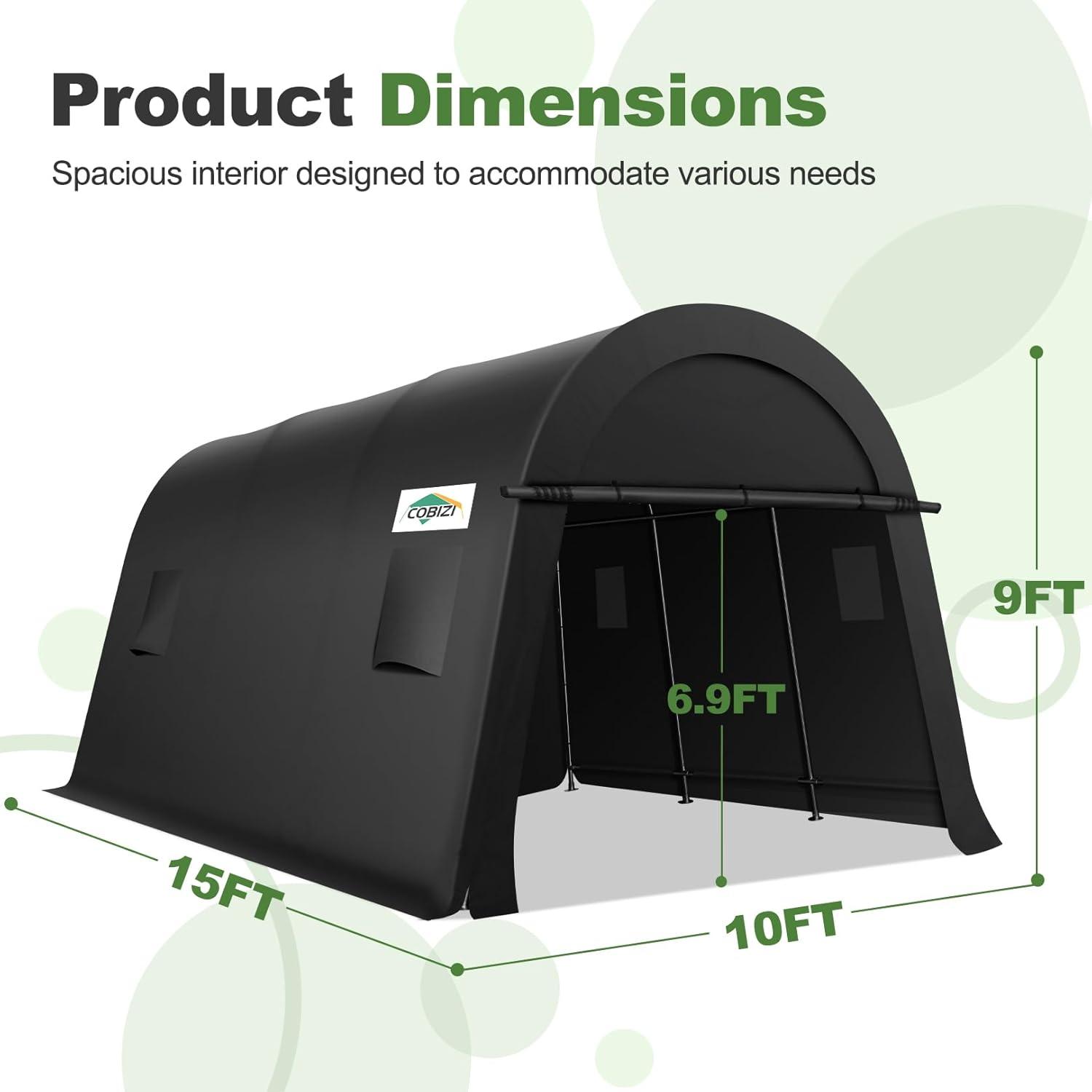 image:imageCOBIZI Carport Canopy 12x20 Heavy Duty Portable Garage AllSeason Portable Car Ports amp Outdoor Storage Shed Galvanized Frame Vehicle Shelter with Removable Doors and VentsKhaki