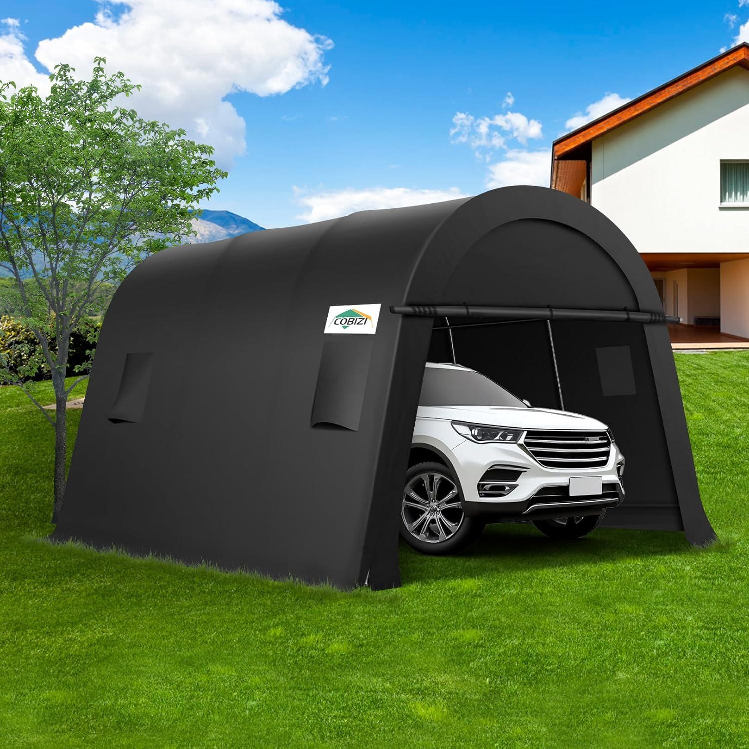 image:imageCOBIZI Carport Canopy 12x20 Heavy Duty Portable Garage AllSeason Portable Car Ports amp Outdoor Storage Shed Galvanized Frame Vehicle Shelter with Removable Doors and VentsKhaki