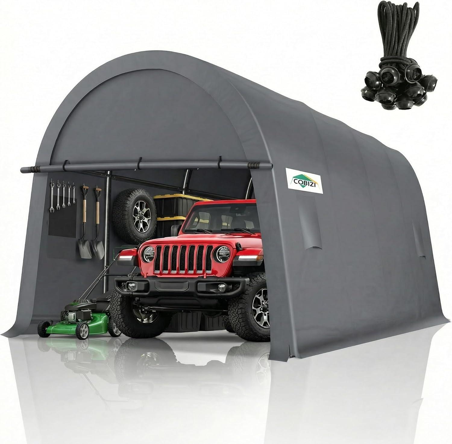 image:imageCOBIZI Carport Canopy 12x20 Heavy Duty Portable Garage AllSeason Portable Car Ports amp Outdoor Storage Shed Galvanized Frame Vehicle Shelter with Removable Doors and VentsGray