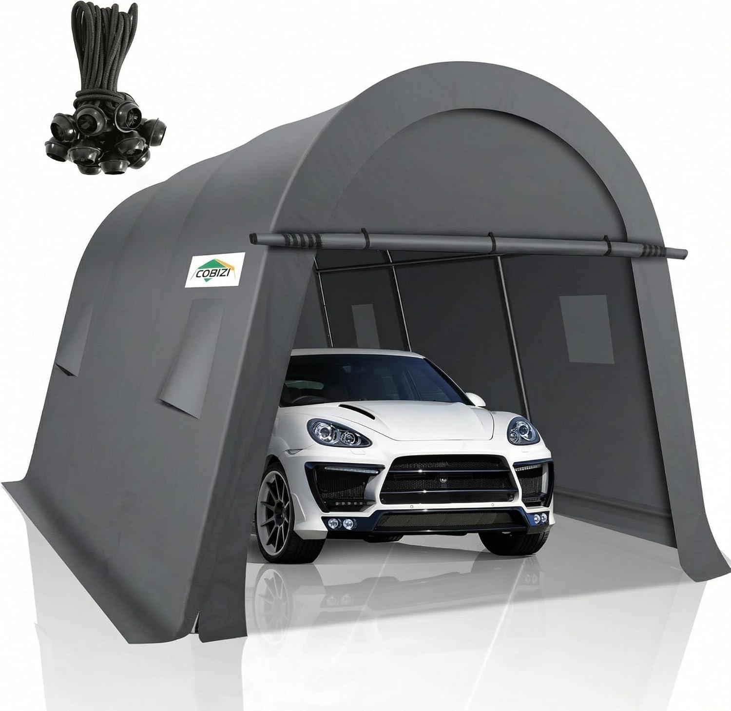 image:imageCOBIZI Carport Canopy 12x20 Heavy Duty Portable Garage AllSeason Portable Car Ports amp Outdoor Storage Shed Galvanized Frame Vehicle Shelter with Removable Doors and VentsGray