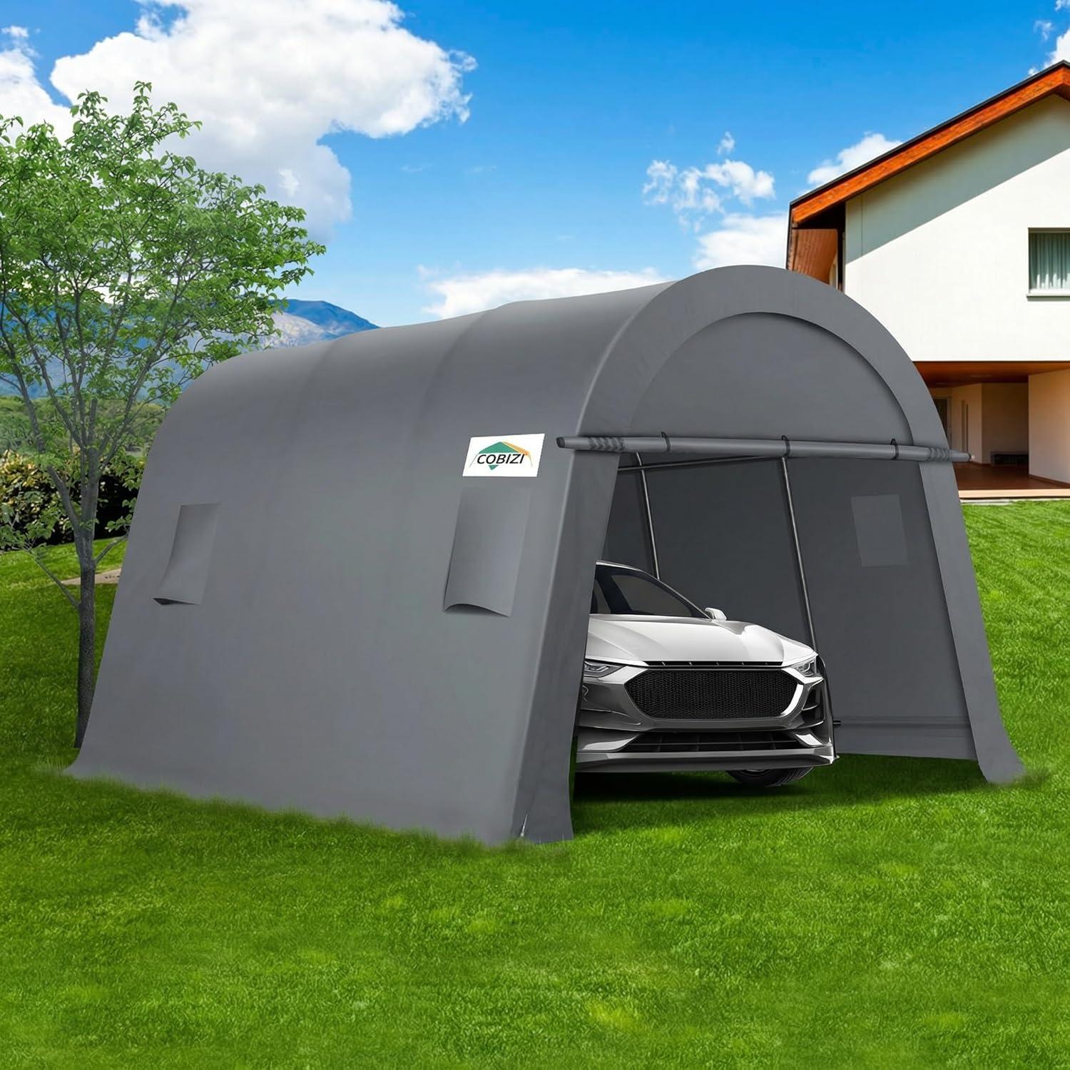 image:imageCOBIZI Carport Canopy 12x20 Heavy Duty Portable Garage AllSeason Portable Car Ports amp Outdoor Storage Shed Galvanized Frame Vehicle Shelter with Removable Doors and VentsGray