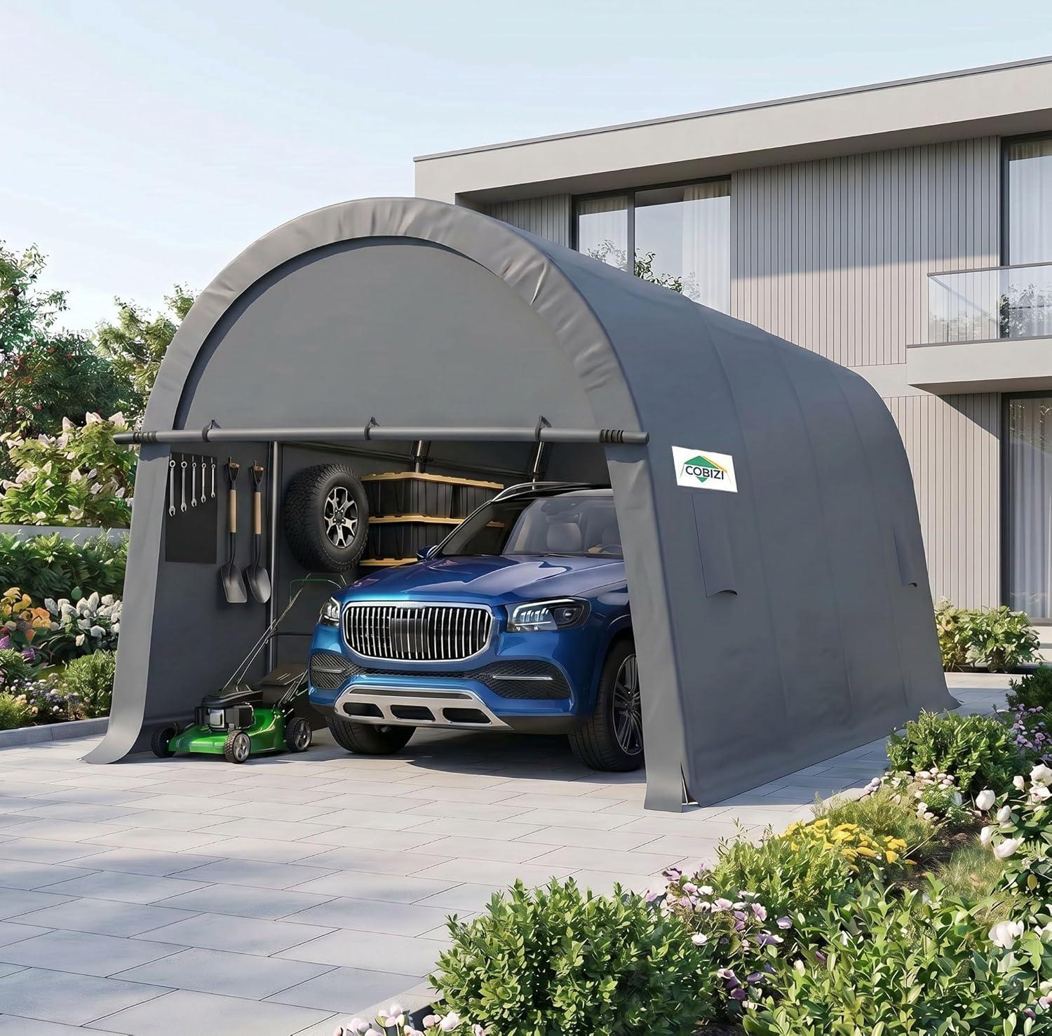 image:imageCOBIZI Carport Canopy 12x20 Heavy Duty Portable Garage AllSeason Portable Car Ports amp Outdoor Storage Shed Galvanized Frame Vehicle Shelter with Removable Doors and VentsGray