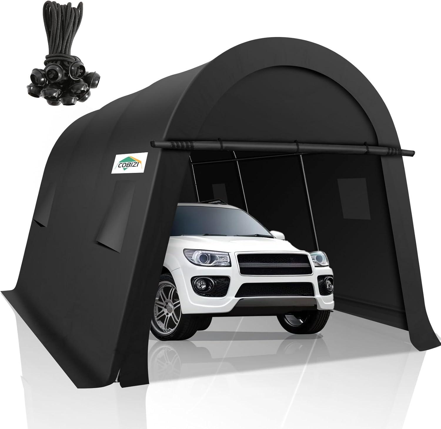 image:imageCOBIZI Carport Canopy 12x20 Heavy Duty Portable Garage AllSeason Portable Car Ports amp Outdoor Storage Shed Galvanized Frame Vehicle Shelter with Removable Doors and VentsDark Gray