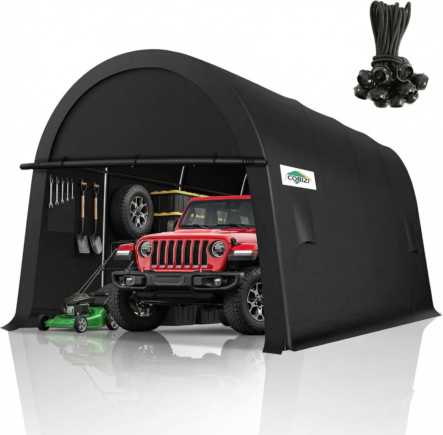 image:imageCOBIZI Carport Canopy 12x20 Heavy Duty Portable Garage AllSeason Portable Car Ports amp Outdoor Storage Shed Galvanized Frame Vehicle Shelter with Removable Doors and VentsDark Gray