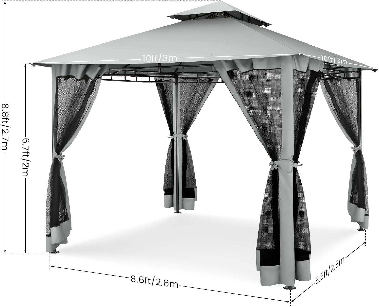 image:imageCOBIZI Gazebo 10x10 Gazebos for Patios Outdoor Gazebo Tent Patio Gazebo with Mosquito Netting Backyard Canopy Tent Screened Gazebo with Steel Frame