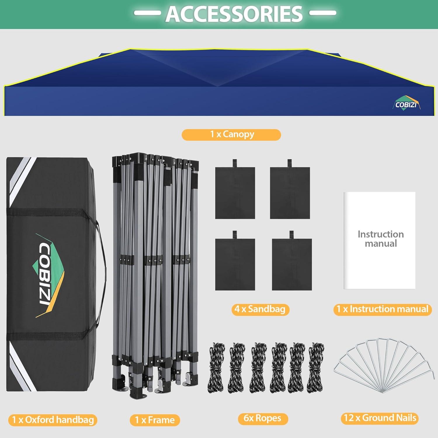 image:imageCOBIZI Heavy Duty 10x20 Pop up Canopy Tent with 6 Sidewalls Commercial Instant Canopies Tents for Parties Waterproof Gazebos with Roller Bag All Season Wind amp Waterproof UPF50Thickened FrameNavy Blue1year warranty