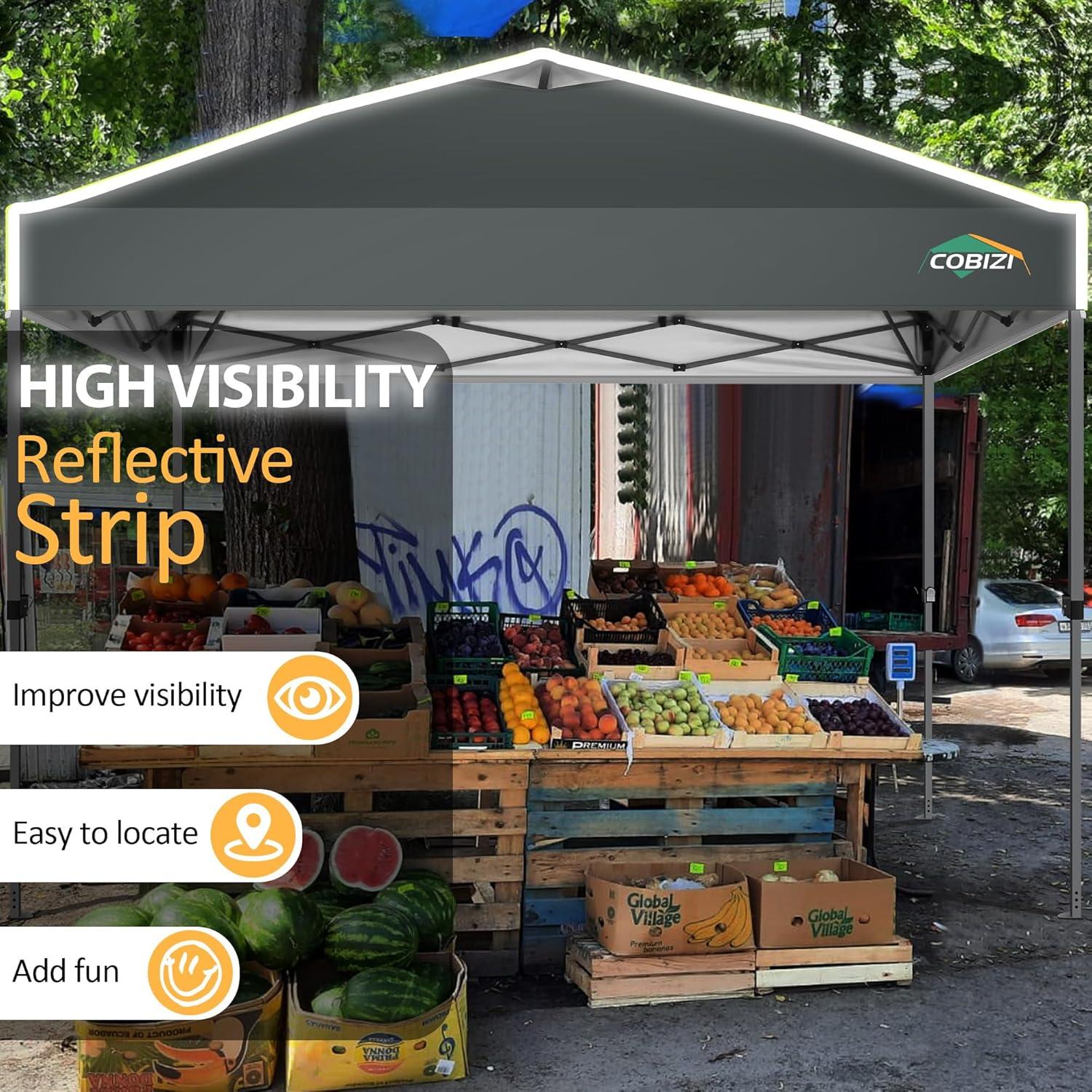 image:imageCOBIZI Heavy Duty 10x20 Pop up Canopy Tent with 6 Sidewalls Commercial Instant Canopies Tents for Parties Waterproof Gazebos with Roller Bag All Season Wind amp Waterproof UPF50Thickened FrameGrey1year warranty