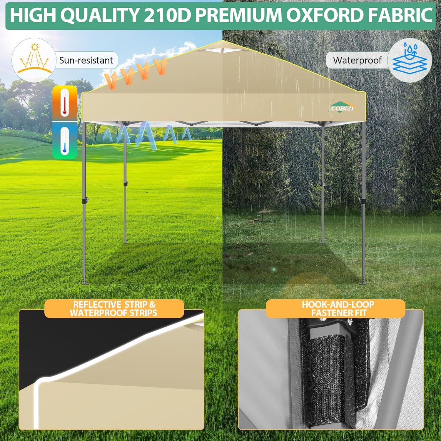 image:imageCOBIZI Heavy Duty 10x20 Pop up Canopy Tent with 6 Sidewalls Commercial Instant Canopies Tents for Parties Waterproof Gazebos with Roller Bag All Season Wind amp Waterproof UPF50Thickened FrameKhaki1year warranty