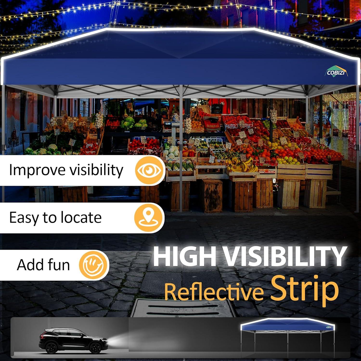 image:imageCOBIZI Heavy Duty 10x20 Pop up Canopy Tent with 6 Sidewalls Commercial Instant Canopies Tents for Parties Waterproof Gazebos with Roller Bag All Season Wind amp Waterproof UPF50Thickened FrameNavy Blue1year warranty