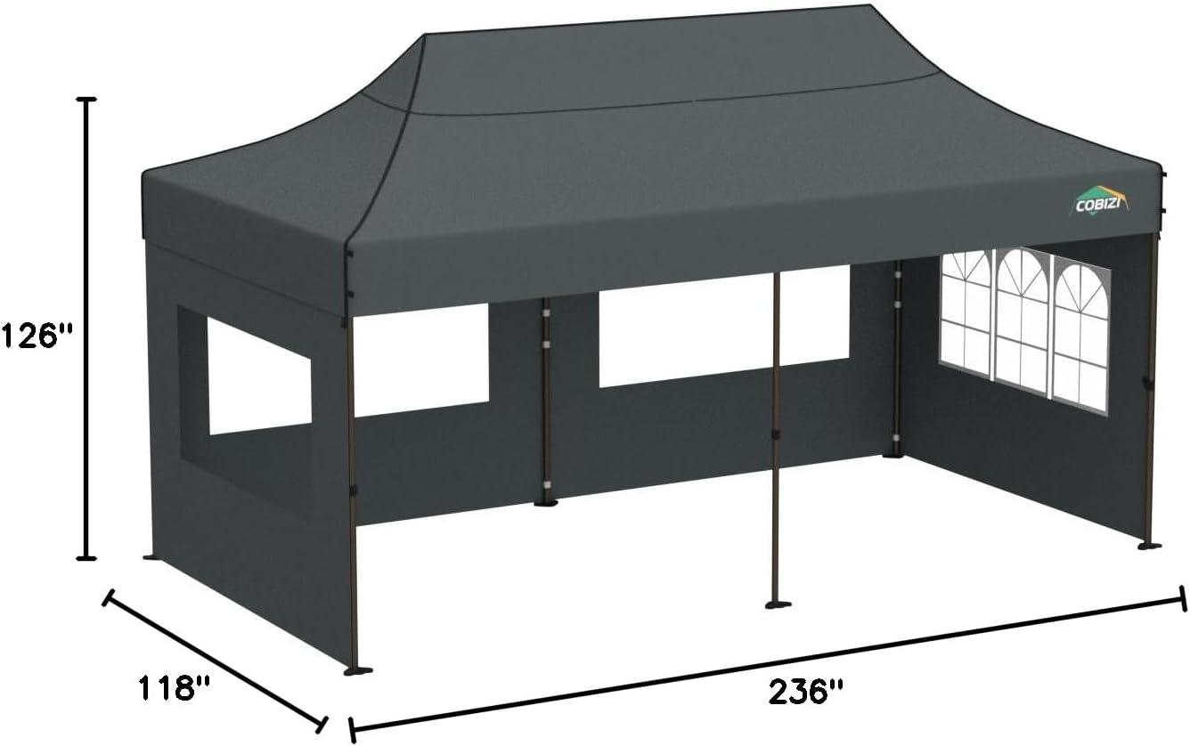 image:imageCOBIZI Heavy Duty 10x20 Pop up Canopy Tent with 6 Sidewalls Commercial Instant Canopies Tents for Parties Waterproof Gazebos with Roller Bag All Season Wind amp Waterproof UPF50Thickened Frame