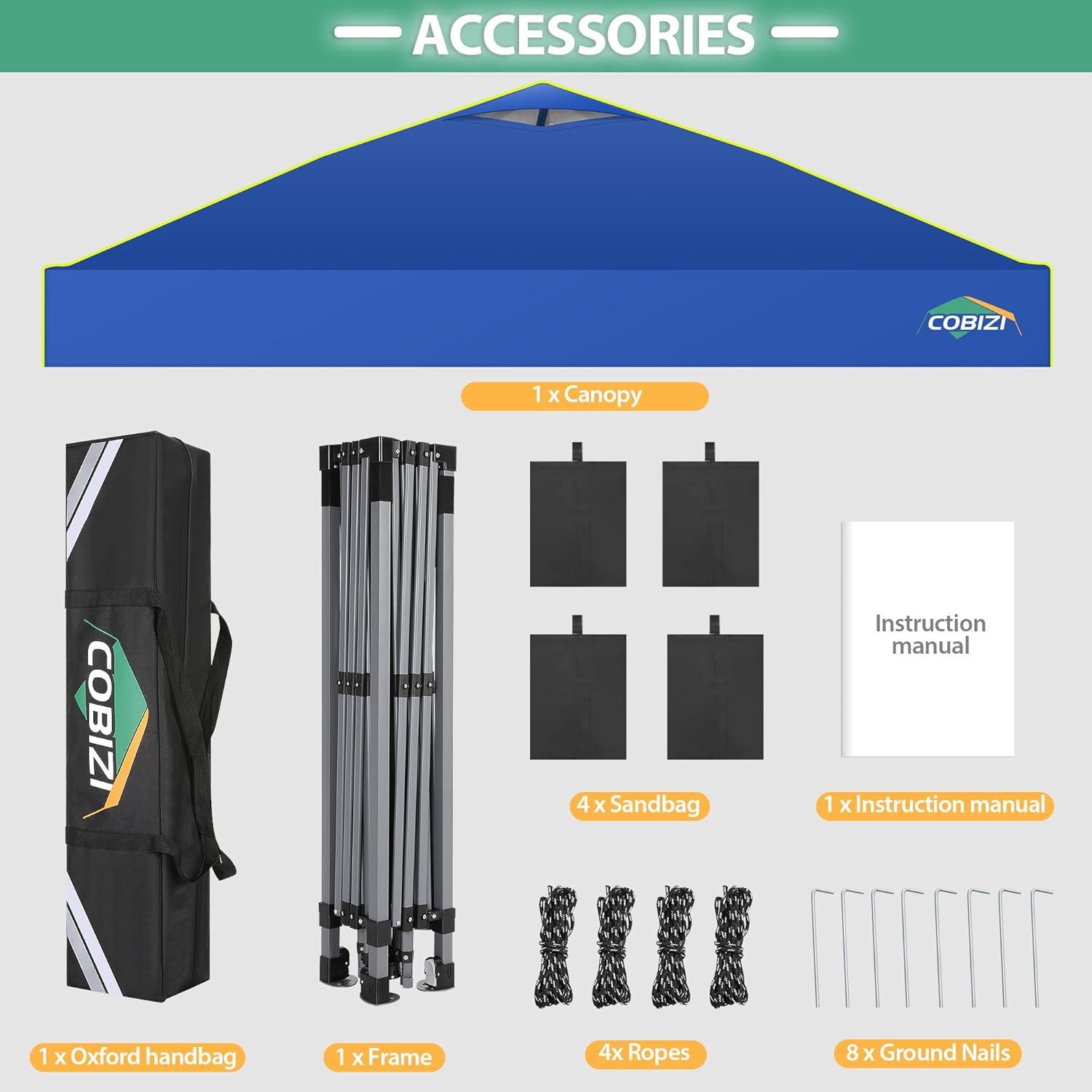 image:imageCOBIZI Heavy Duty 10x20 Pop up Canopy Tent with 6 Sidewalls Commercial Instant Canopies Tents for Parties Waterproof Gazebos with Roller Bag All Season Wind amp Waterproof UPF50Thickened FrameBlue1year warranty