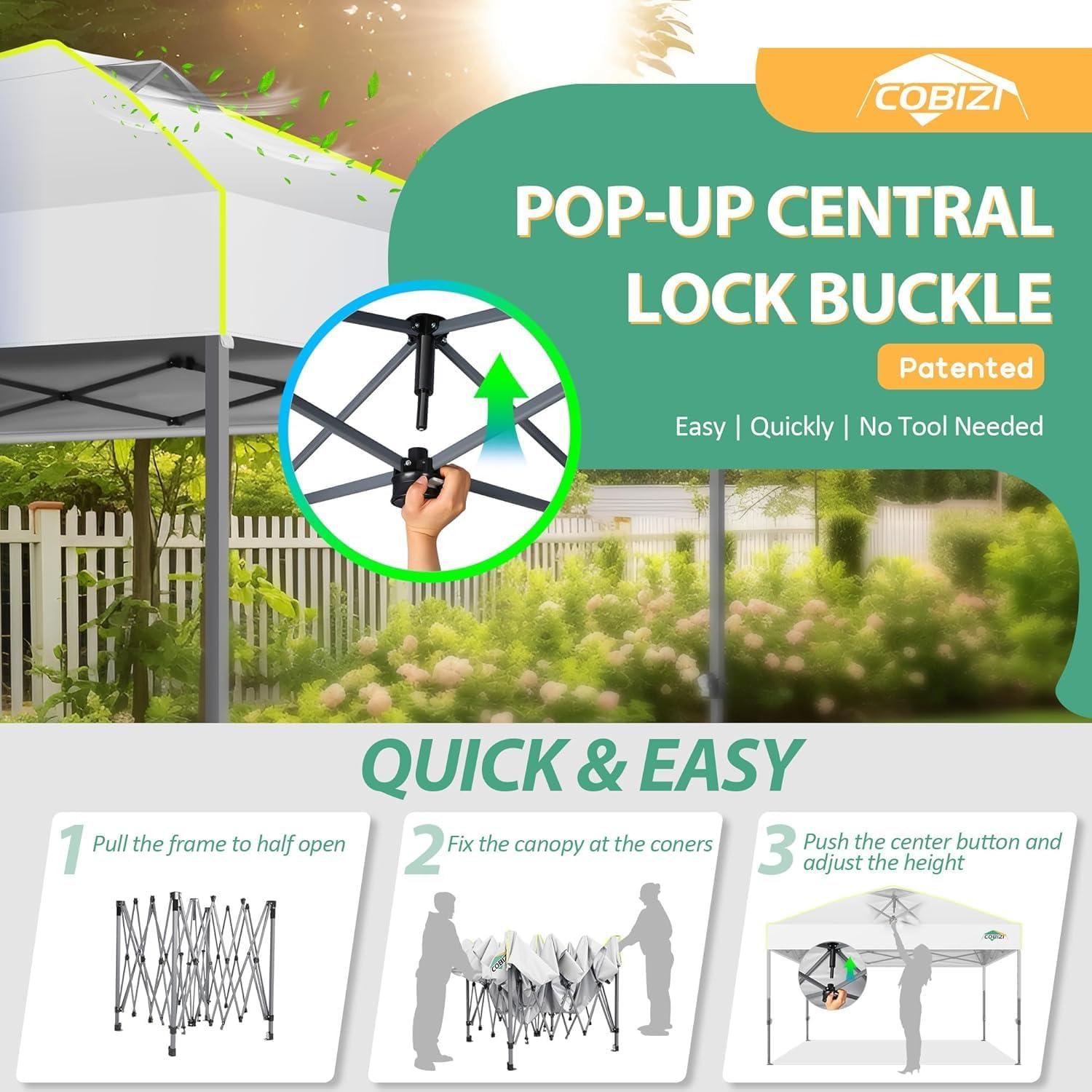 image:imageCOBIZI Heavy Duty 10x20 Pop up Canopy Tent with 6 Sidewalls Commercial Instant Canopies Tents for Parties Waterproof Gazebos with Roller Bag All Season Wind amp Waterproof UPF50Thickened FrameWhite1year warranty